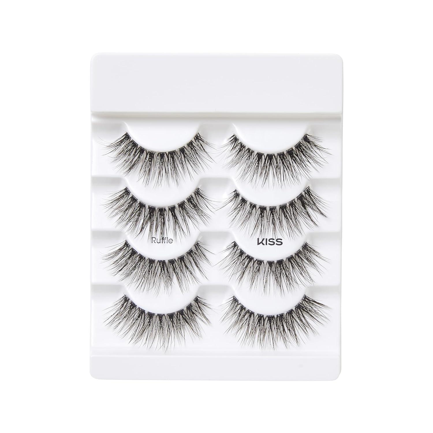 imageKISS Lash Couture Naked Drama Collection False Eyelashes with Cushion Flexi Band Full ampamp Fluffy Volume Easy to Apply Reusable Lash Clusters Style Tulle 10 mm 1 Pair Fake Eyelashes4 Pair Pack of 1