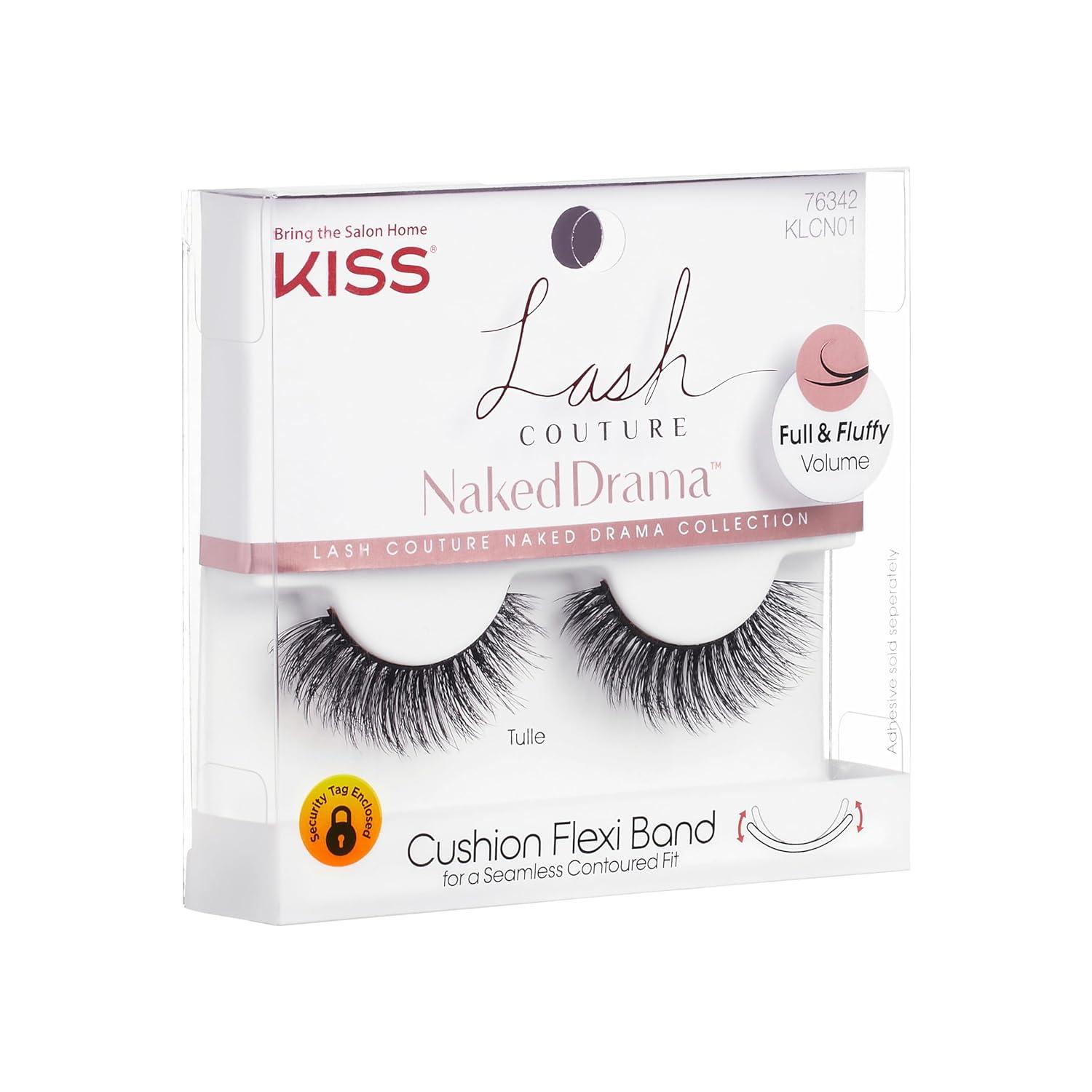 imageKISS Lash Couture Naked Drama Collection False Eyelashes with Cushion Flexi Band Full ampamp Fluffy Volume Easy to Apply Reusable Lash Clusters Style Tulle 10 mm 1 Pair Fake Eyelashes1 pair Pack of 1