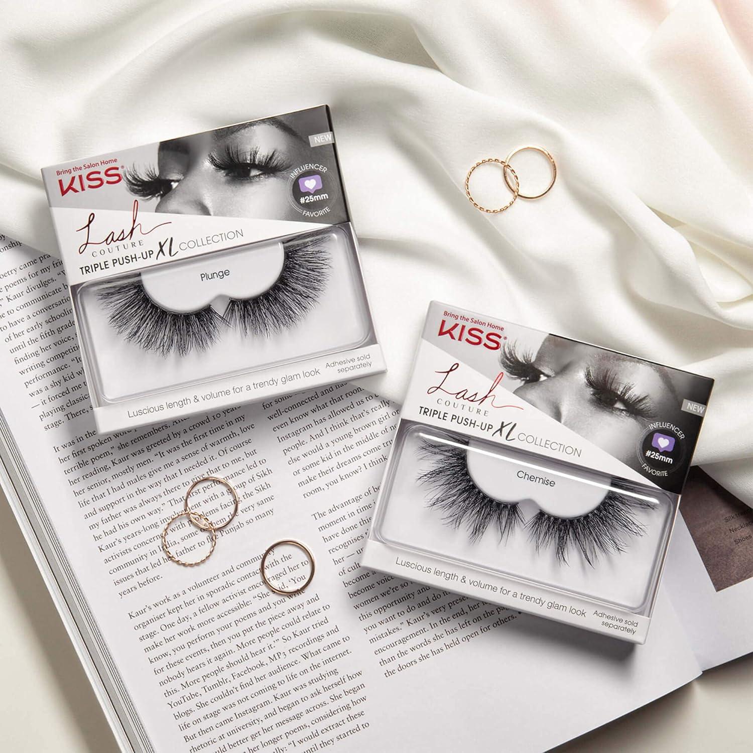 imageKISS Lash Couture Triple Push Up XL Collection False Eyelashes 3D Volume in Extra Long Length with Triple Design Technology CrueltyFree and Reusable Style Slip 1 Pair Fake Eyelashes1 pair Pack of 1