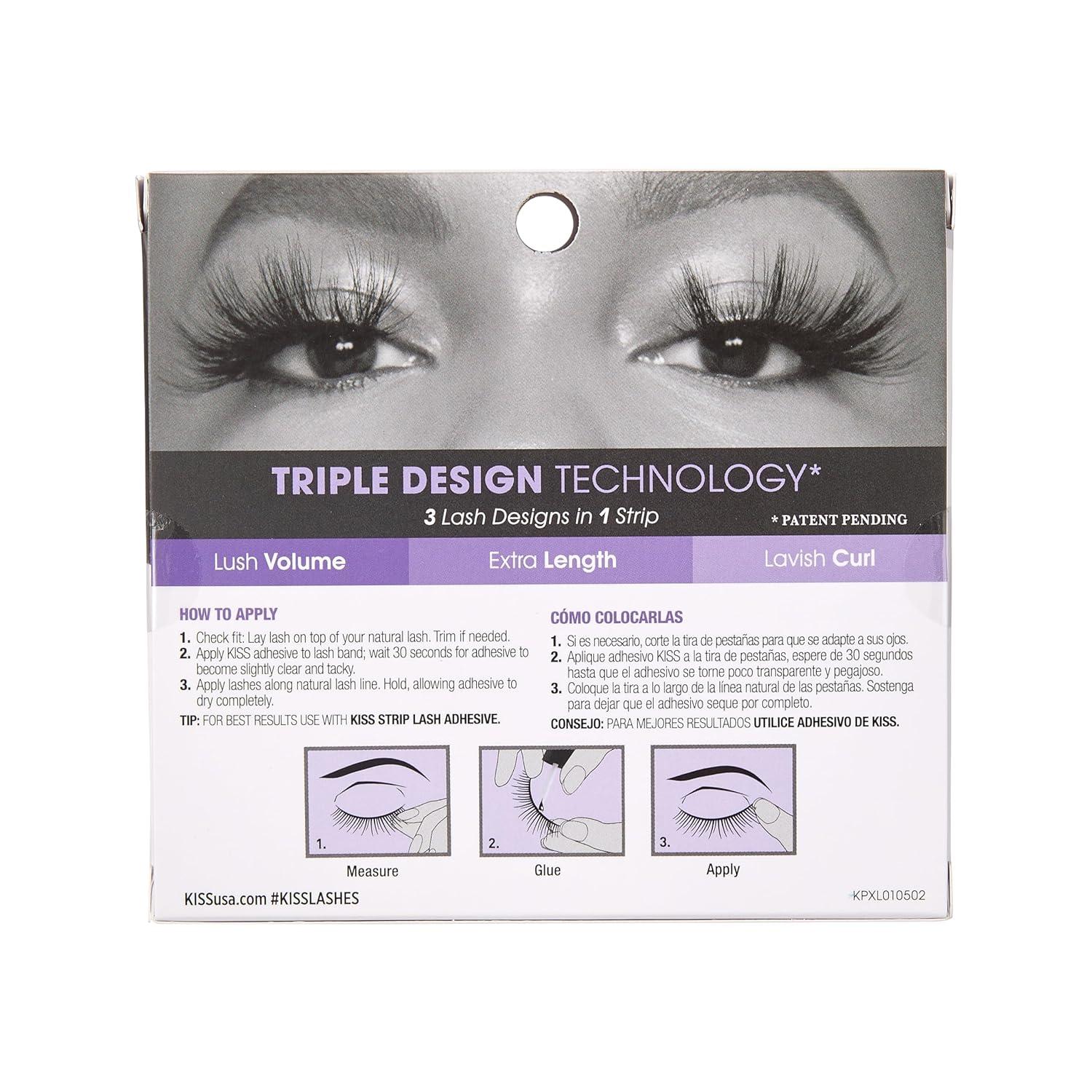 imageKISS Lash Couture Triple Push Up XL Collection False Eyelashes 3D Volume in Extra Long Length with Triple Design Technology CrueltyFree and Reusable Style Slip 1 Pair Fake Eyelashes1 pair Pack of 1