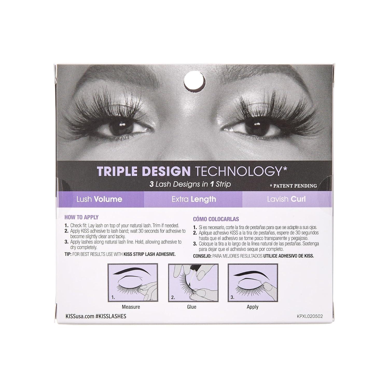 imageKISS Lash Couture Triple Push Up XL Collection False Eyelashes 3D Volume in Extra Long Length with Triple Design Technology CrueltyFree and Reusable Style Slip 1 Pair Fake Eyelashes1 pair Pack of 1