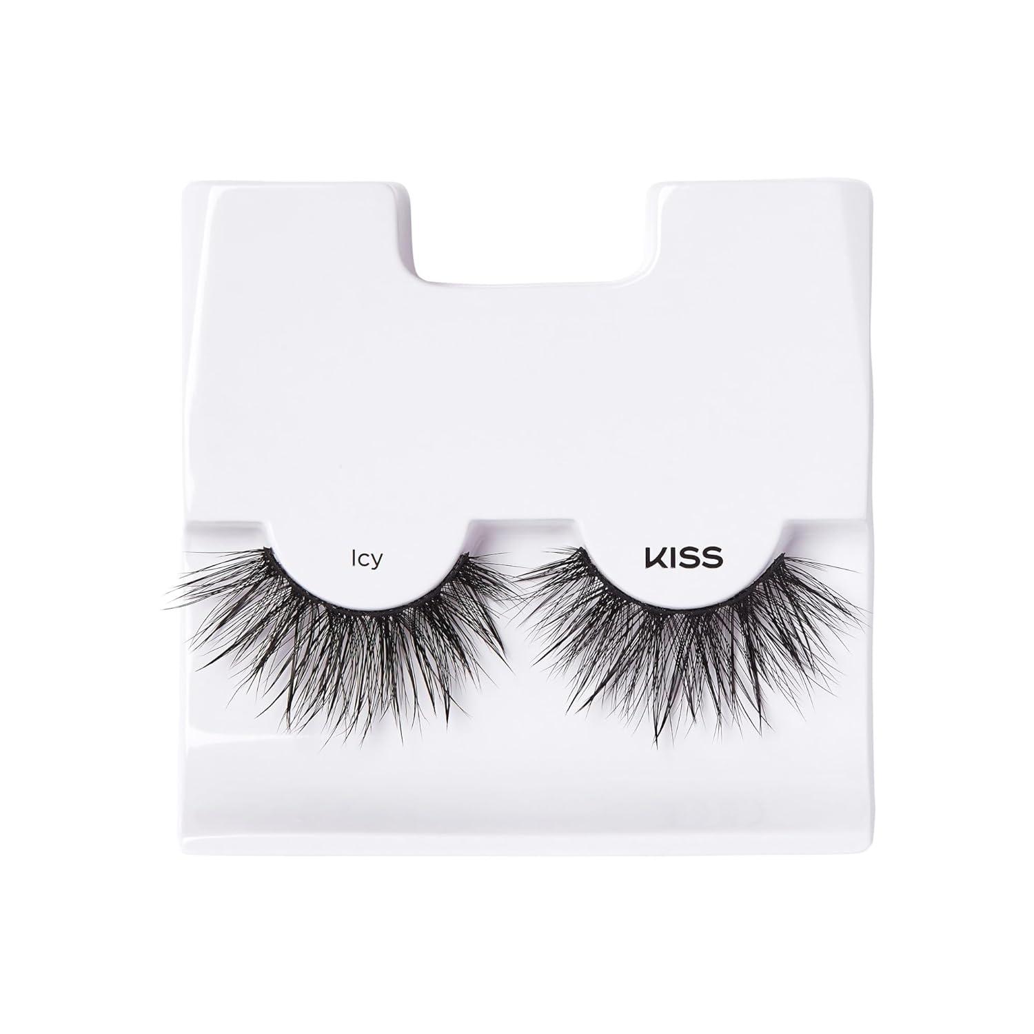 imageKISS Lash Drip False Eyelashes Spiky X Boosted Volume Unique Wet Look Hydrated Effect MultiLength Rewearable Fake Eyelashes Wispy Crisscross Lash Pattern Style Drenched 1 PairIcy