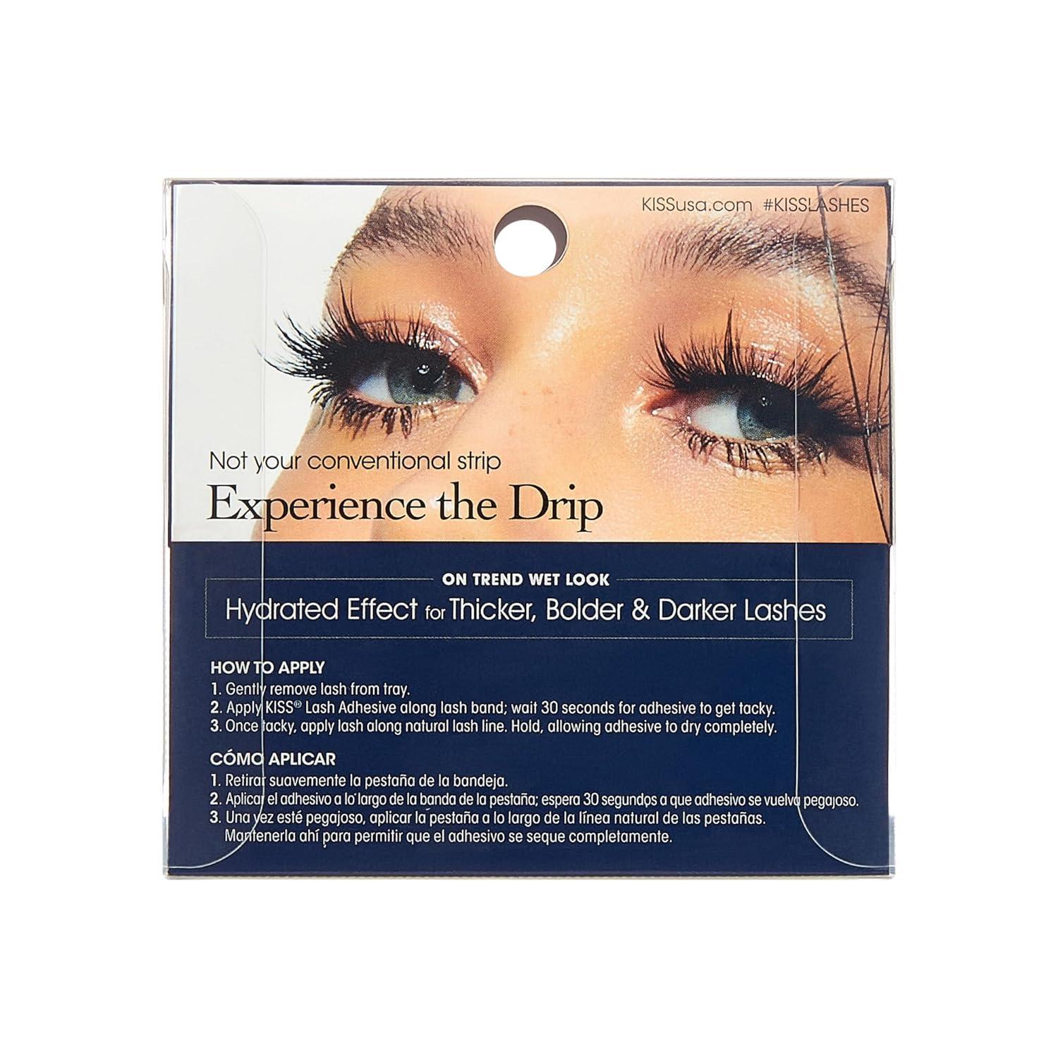 imageKISS Lash Drip False Eyelashes Spiky X Boosted Volume Unique Wet Look Hydrated Effect MultiLength Rewearable Fake Eyelashes Wispy Crisscross Lash Pattern Style Drenched 1 PairDrenched