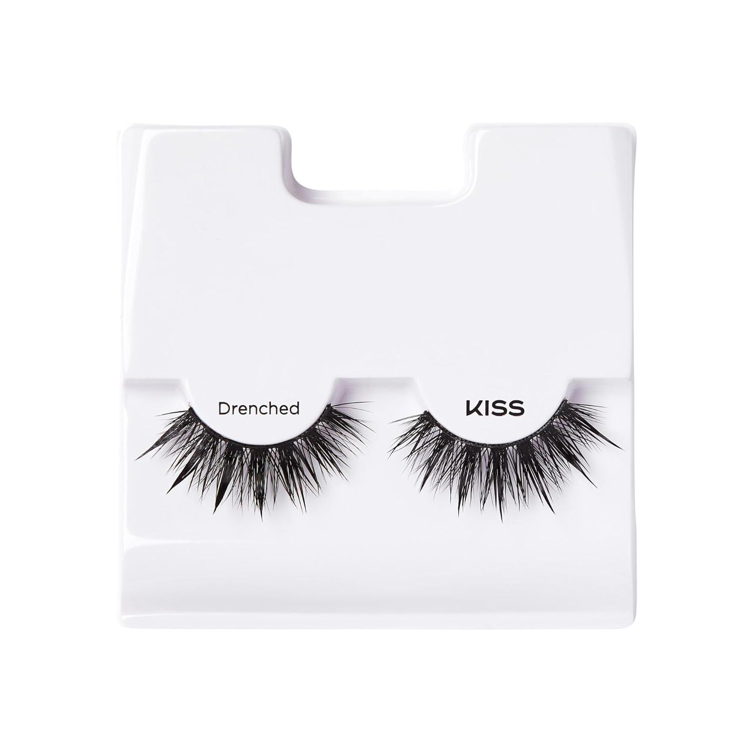 imageKISS Lash Drip False Eyelashes Spiky X Boosted Volume Unique Wet Look Hydrated Effect MultiLength Rewearable Fake Eyelashes Wispy Crisscross Lash Pattern Style Drenched 1 PairDrenched