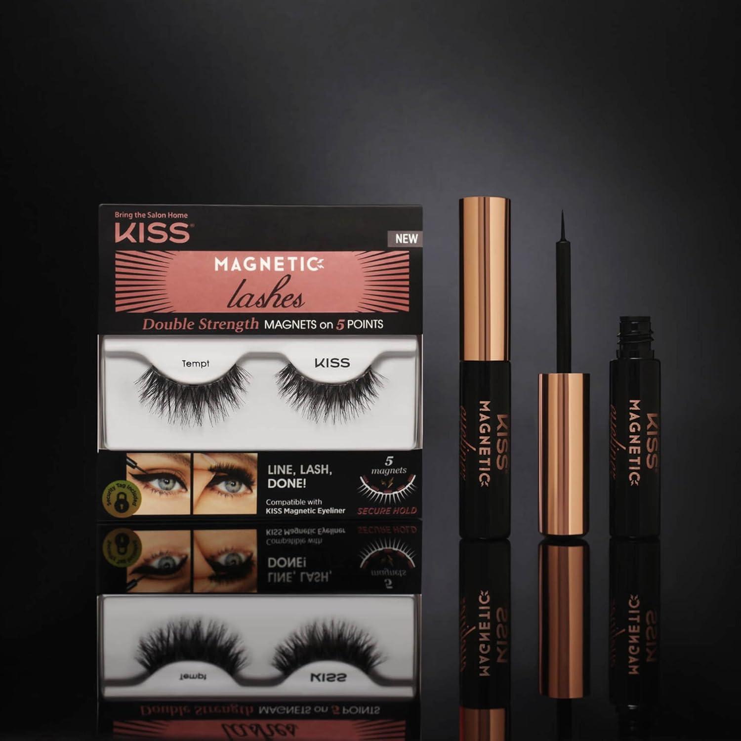 imageKISS Magnetic Lash 01 Synthetic False Eyelashes with Magnets Under and Over Your Upper Lashes No Glue Needed Lightweight Reusable Contact Lens Friendly Cruelty Free with Lash Applicator 1 PairTempt