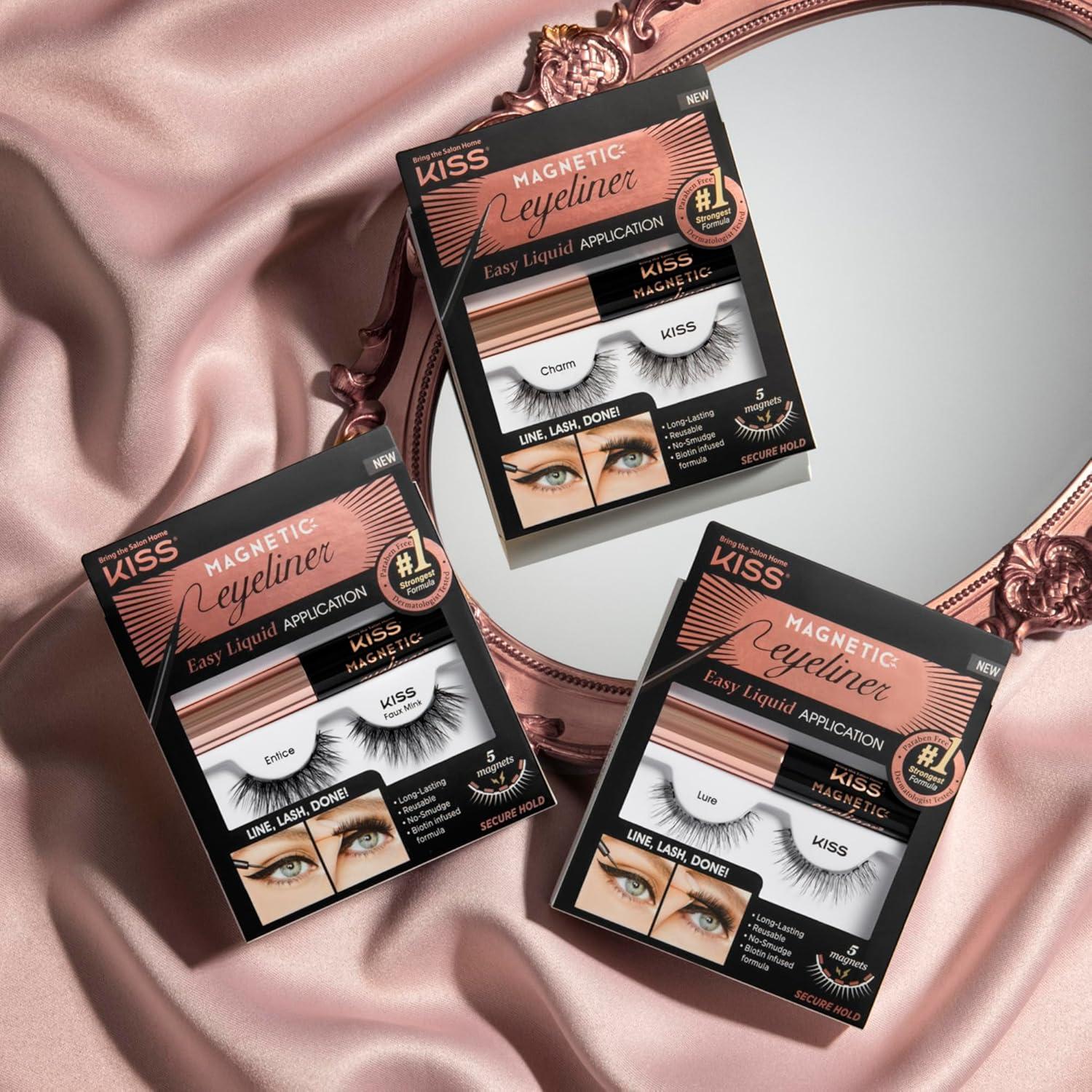 imageKISS Magnetic Lash 01 Synthetic False Eyelashes with Magnets Under and Over Your Upper Lashes No Glue Needed Lightweight Reusable Contact Lens Friendly Cruelty Free with Lash Applicator 1 PairCharm