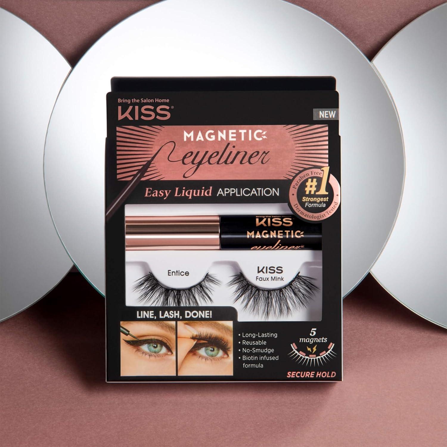 imageKISS Magnetic Lash 01 Synthetic False Eyelashes with Magnets Under and Over Your Upper Lashes No Glue Needed Lightweight Reusable Contact Lens Friendly Cruelty Free with Lash Applicator 1 PairEntice
