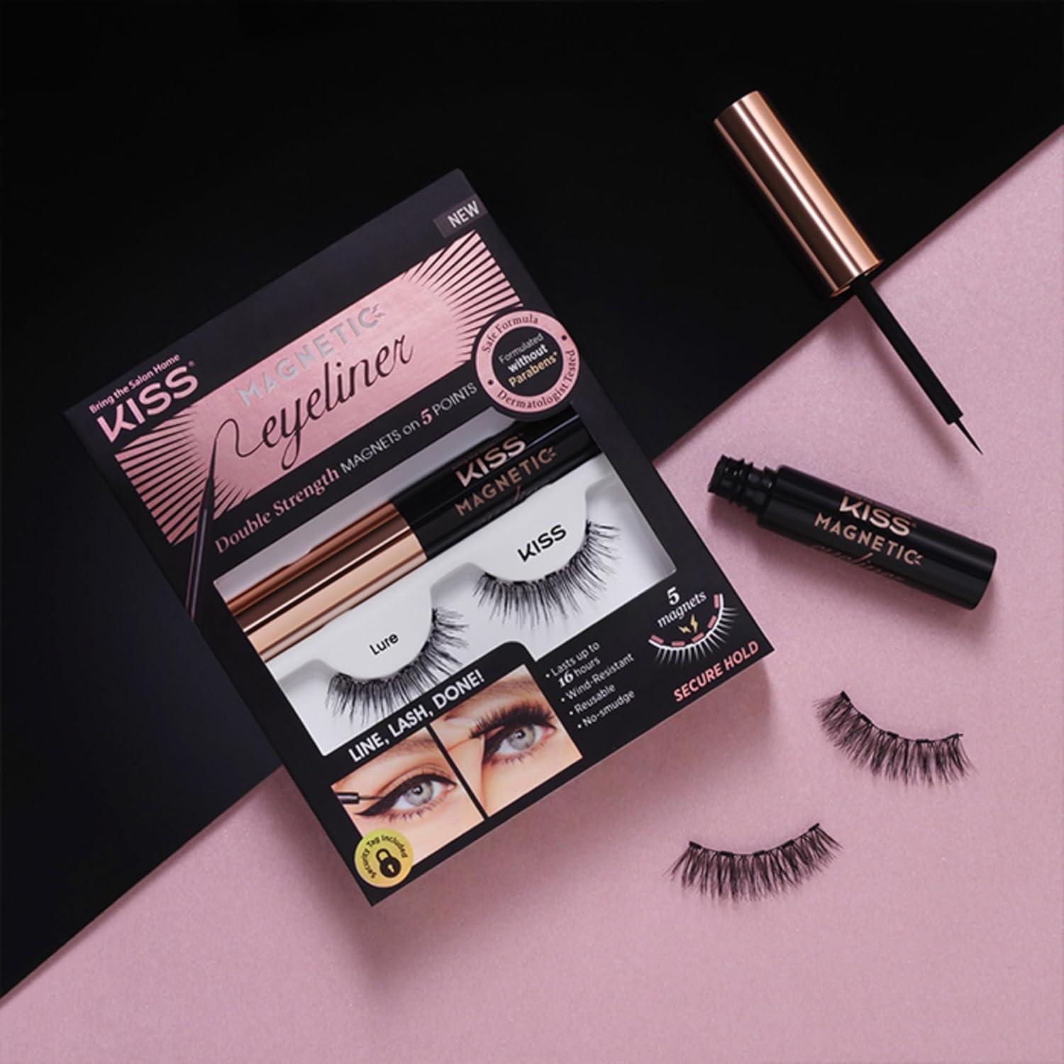 imageKISS Magnetic Lash 01 Synthetic False Eyelashes with Magnets Under and Over Your Upper Lashes No Glue Needed Lightweight Reusable Contact Lens Friendly Cruelty Free with Lash Applicator 1 PairLure