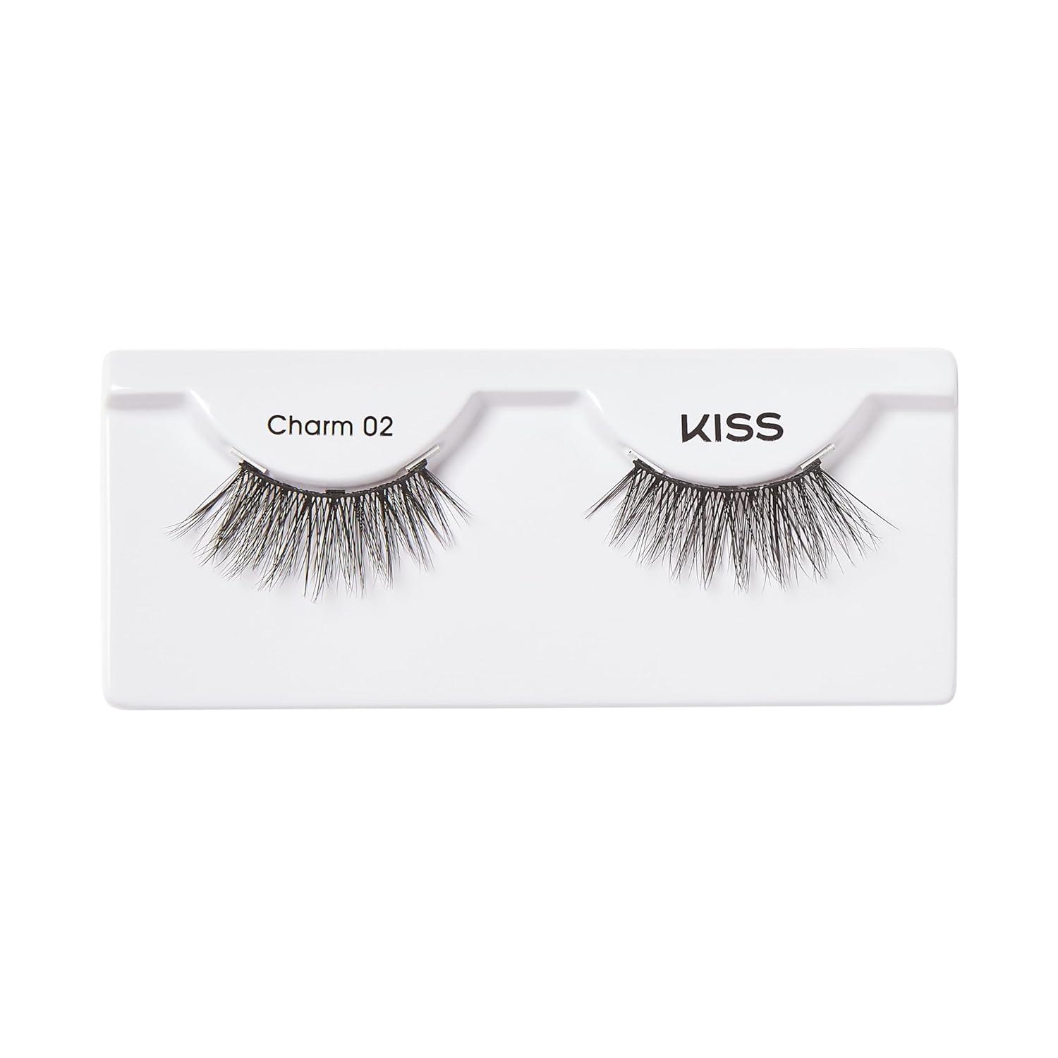 imageKISS Magnetic Lash 01 Synthetic False Eyelashes with Magnets Under and Over Your Upper Lashes No Glue Needed Lightweight Reusable Contact Lens Friendly Cruelty Free with Lash Applicator 1 PairCharm