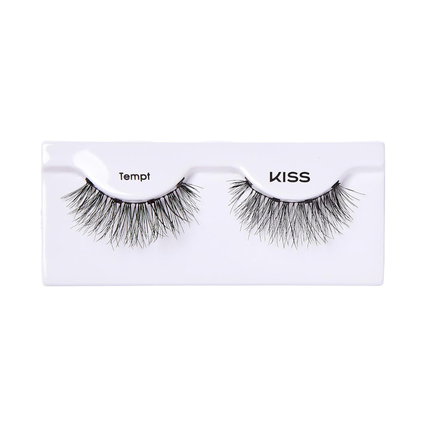 imageKISS Magnetic Lash 01 Synthetic False Eyelashes with Magnets Under and Over Your Upper Lashes No Glue Needed Lightweight Reusable Contact Lens Friendly Cruelty Free with Lash Applicator 1 PairTempt