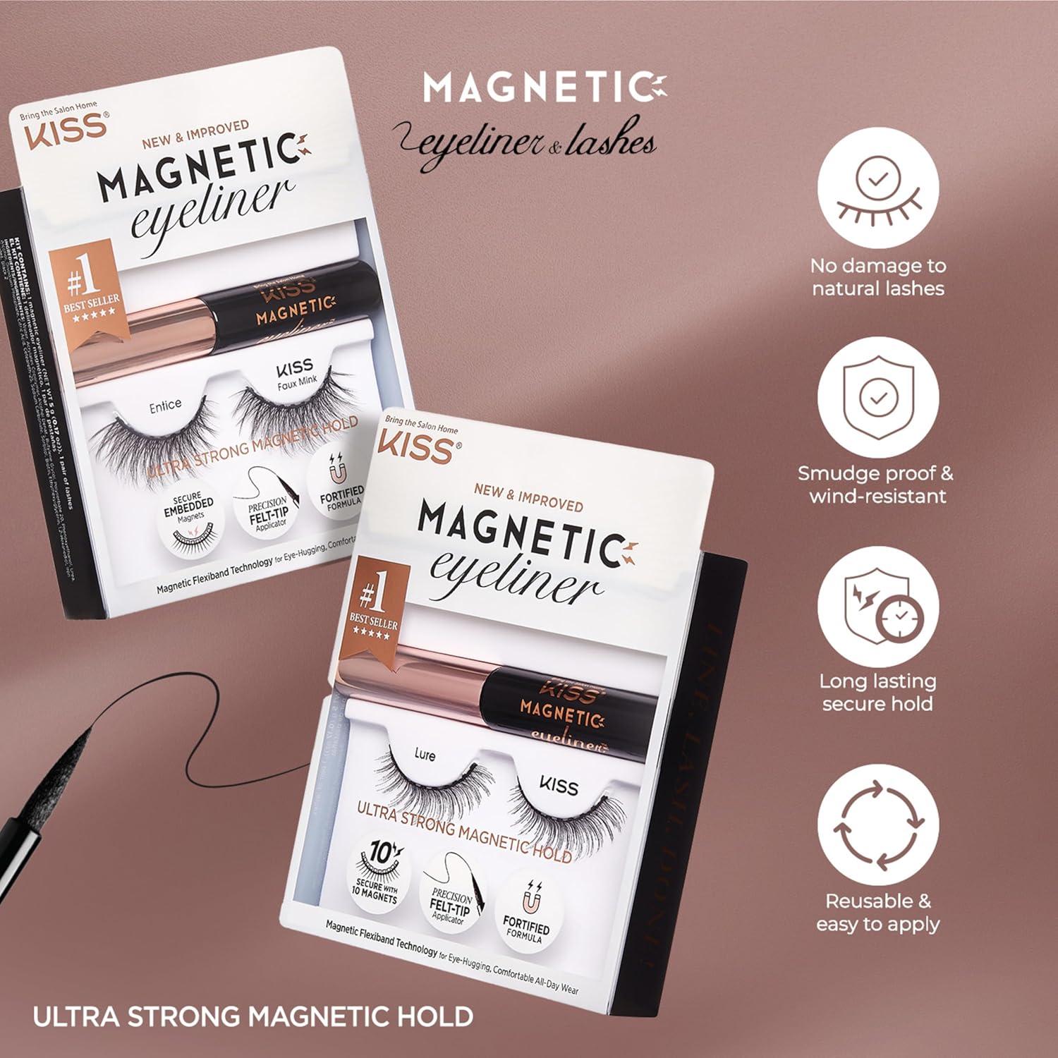 imageKISS Magnetic Lash 01 Synthetic False Eyelashes with Magnets Under and Over Your Upper Lashes No Glue Needed Lightweight Reusable Contact Lens Friendly Cruelty Free with Lash Applicator 1 PairCharm
