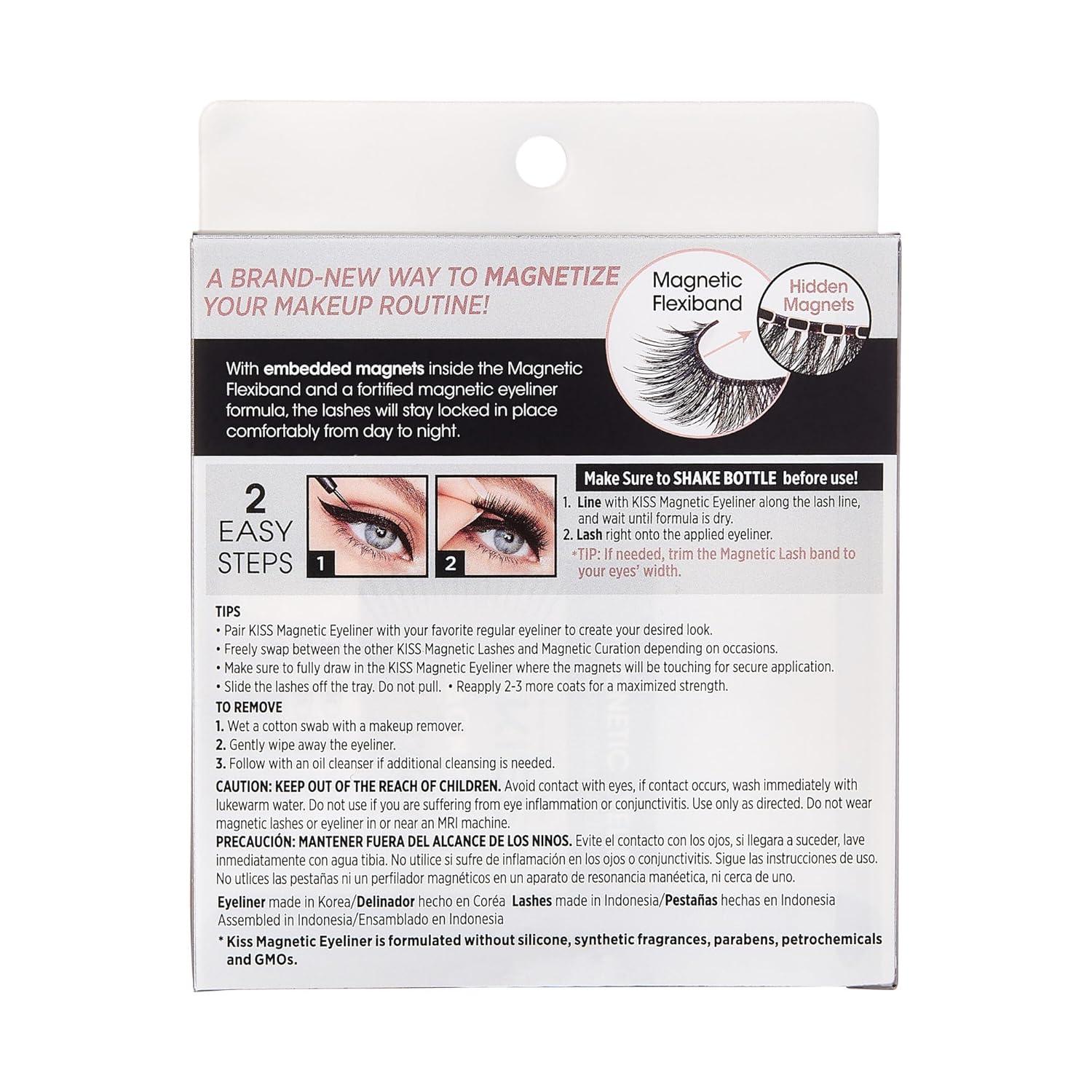 imageKISS Magnetic Lash 01 Synthetic False Eyelashes with Magnets Under and Over Your Upper Lashes No Glue Needed Lightweight Reusable Contact Lens Friendly Cruelty Free with Lash Applicator 1 PairCharm