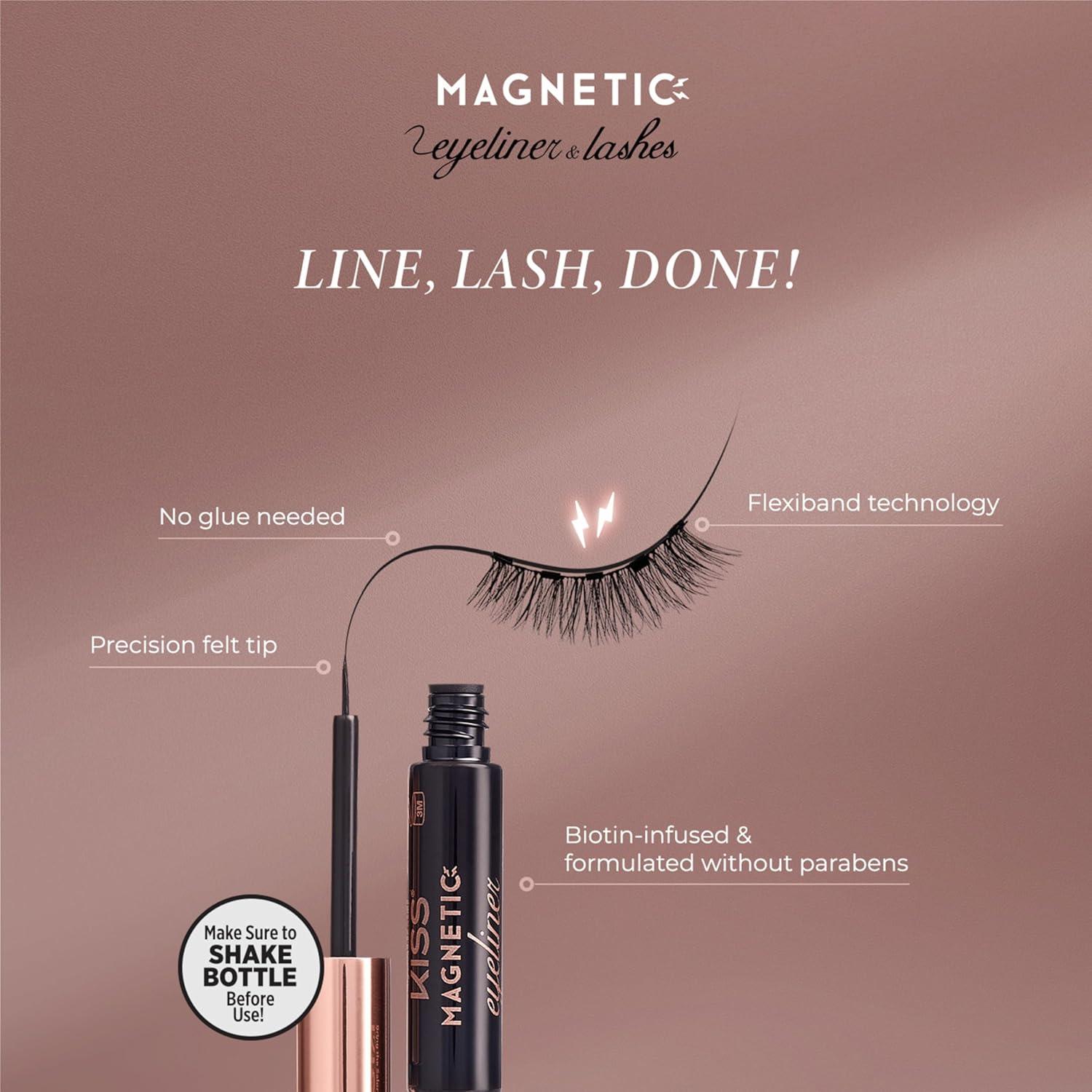 imageKISS Magnetic Lash 01 Synthetic False Eyelashes with Magnets Under and Over Your Upper Lashes No Glue Needed Lightweight Reusable Contact Lens Friendly Cruelty Free with Lash Applicator 1 PairCharm