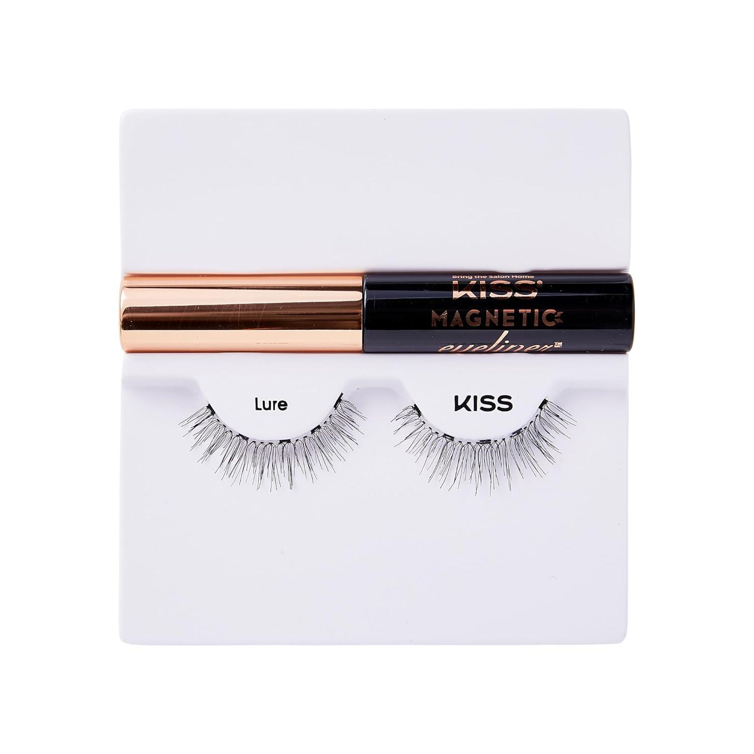 imageKISS Magnetic Lash 01 Synthetic False Eyelashes with Magnets Under and Over Your Upper Lashes No Glue Needed Lightweight Reusable Contact Lens Friendly Cruelty Free with Lash Applicator 1 PairLure