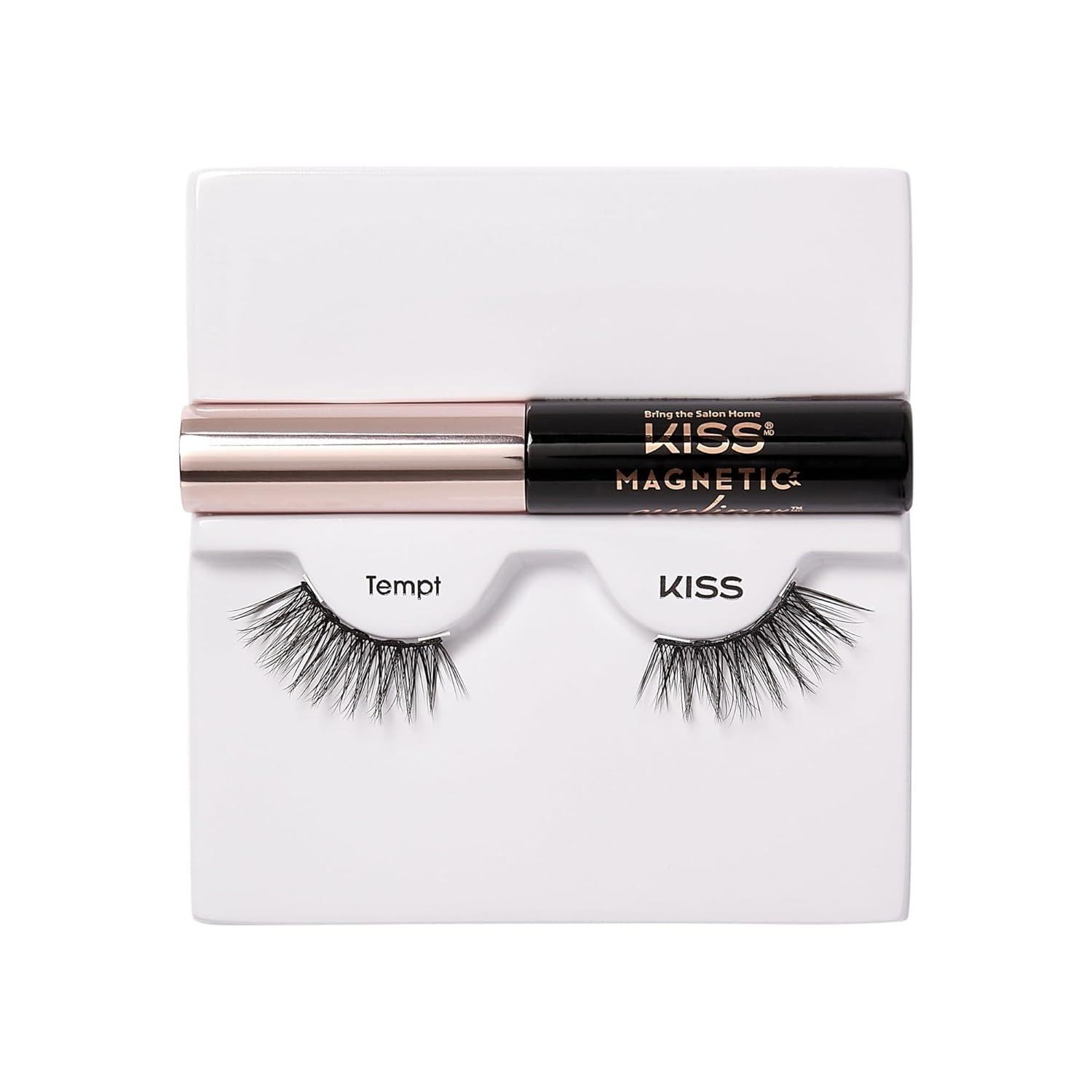 imageKISS Magnetic Lash 01 Synthetic False Eyelashes with Magnets Under and Over Your Upper Lashes No Glue Needed Lightweight Reusable Contact Lens Friendly Cruelty Free with Lash Applicator 1 PairTempt