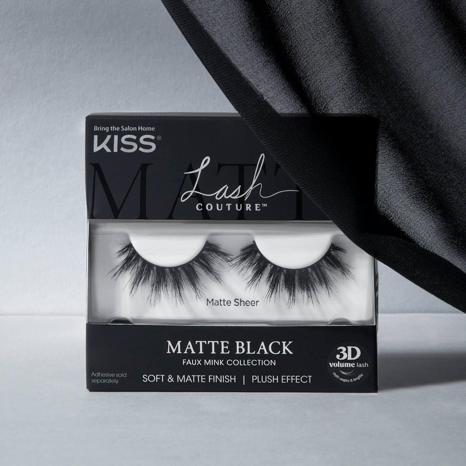 imageKISS Matte Black False Eyelashes Matte Sheer 16mm Includes 1 Pair Of Lash Easy to Apply Reusable Lash Clusters