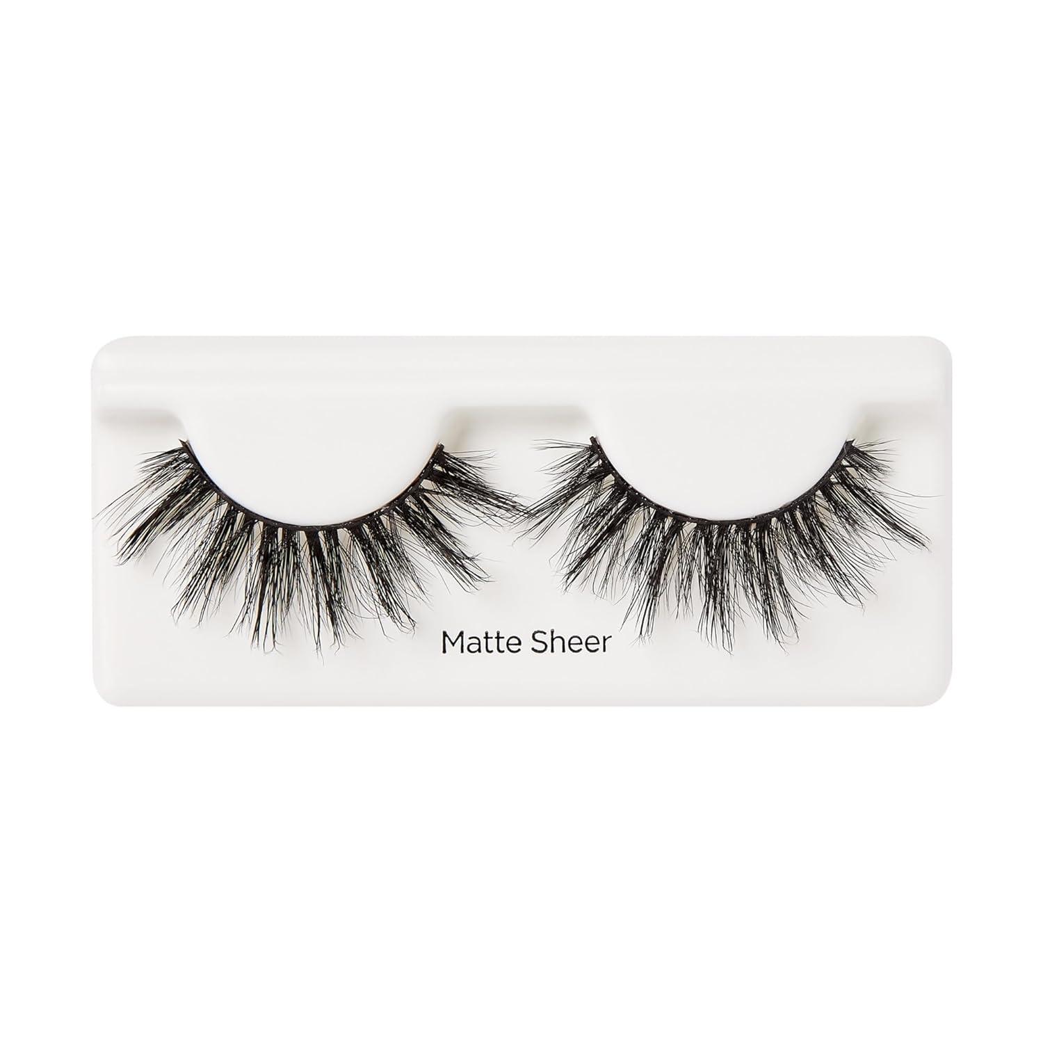 imageKISS Matte Black False Eyelashes Matte Sheer 16mm Includes 1 Pair Of Lash Easy to Apply Reusable Lash Clusters