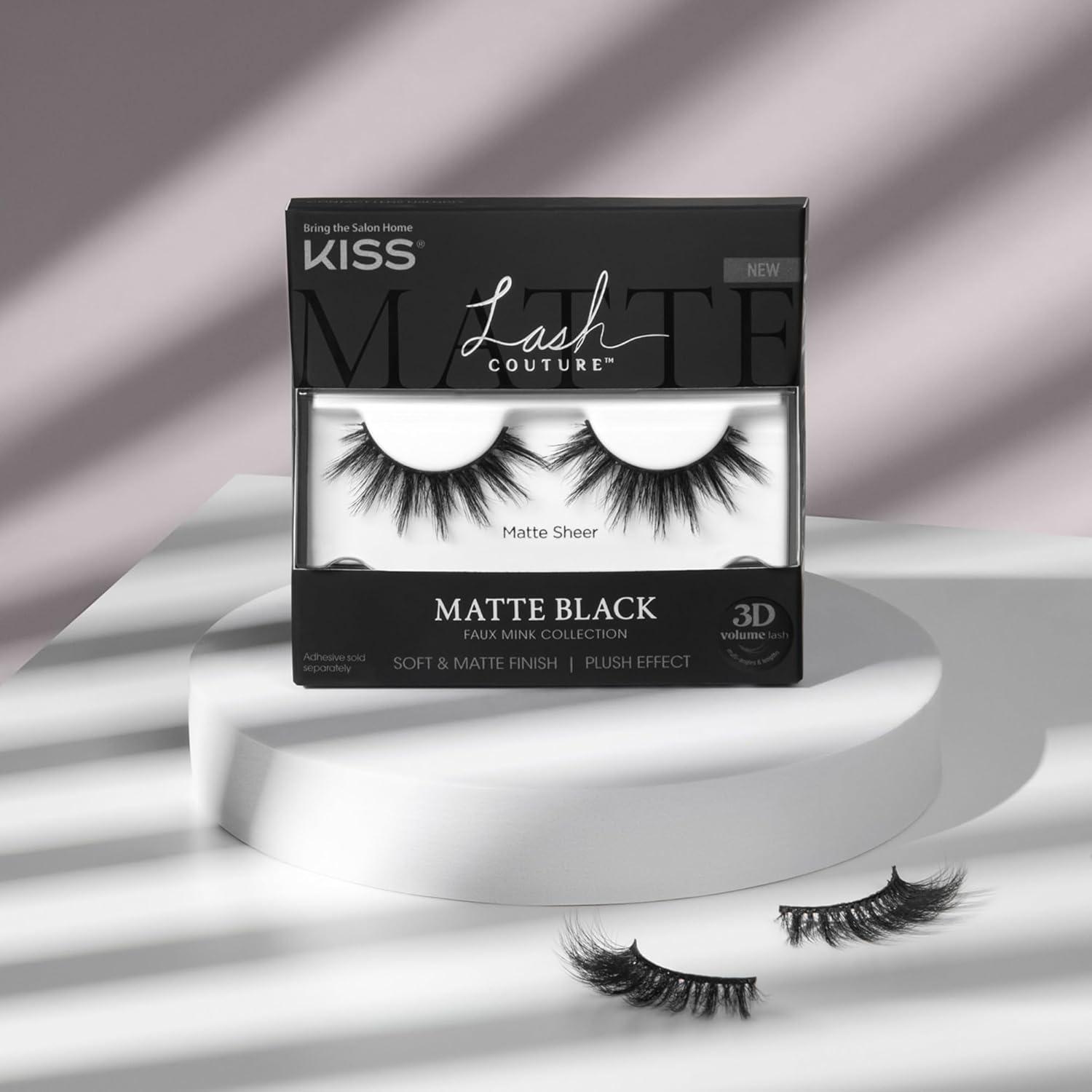 imageKISS Matte Black False Eyelashes Matte Sheer 16mm Includes 1 Pair Of Lash Easy to Apply Reusable Lash Clusters