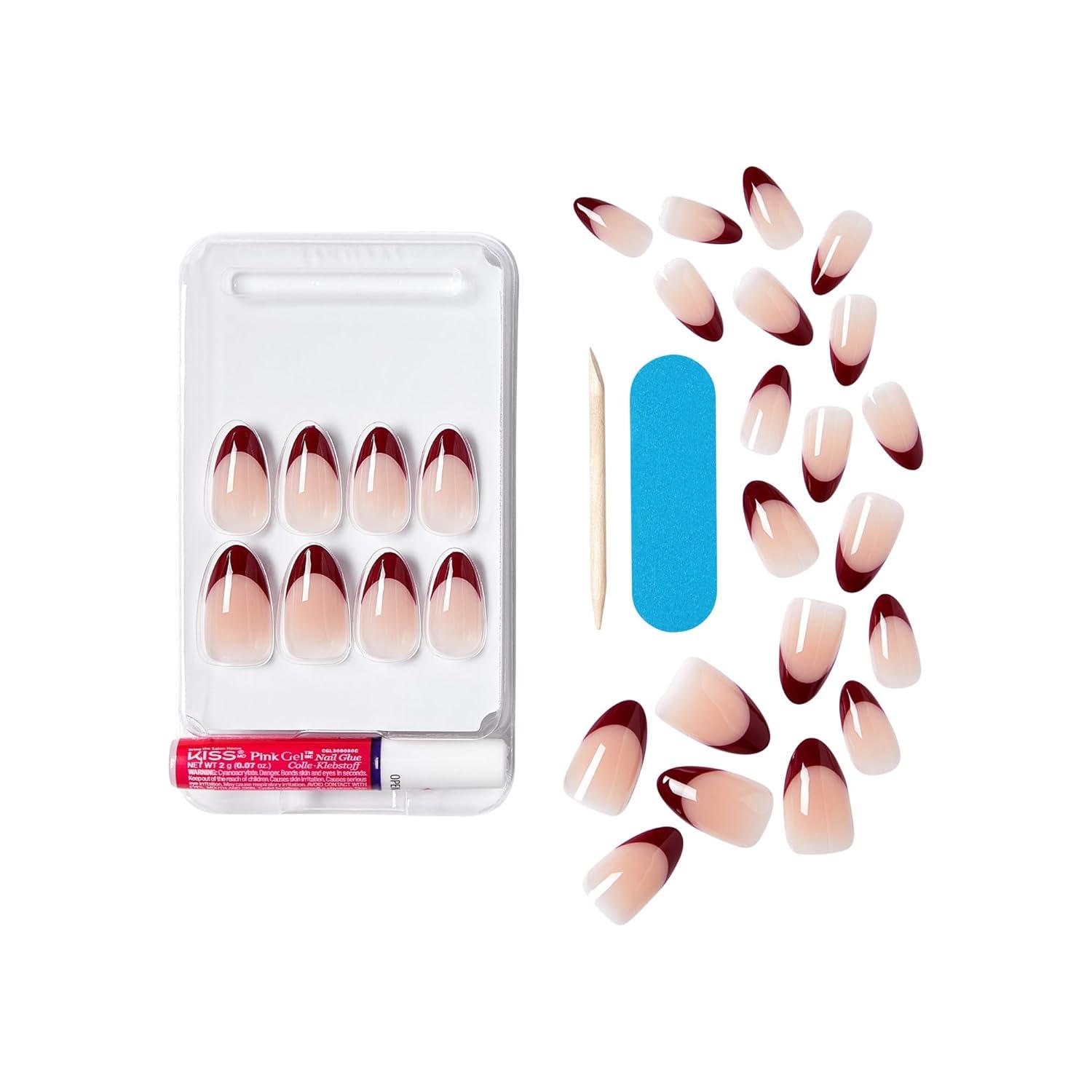 imageKISS Salon Acrylic Press On Nails Nail glue included Squared Light Pink Medium Size Coffin Shape Includes 28 Nails 2G Glue 1 Manicure Stick 1 Mini FileSkin