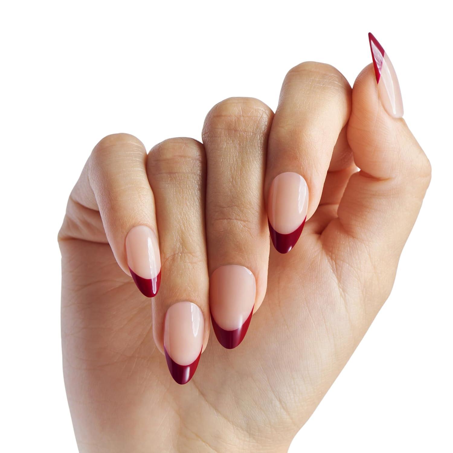 imageKISS Salon Acrylic Press On Nails Nail glue included Squared Light Pink Medium Size Coffin Shape Includes 28 Nails 2G Glue 1 Manicure Stick 1 Mini FileSkin