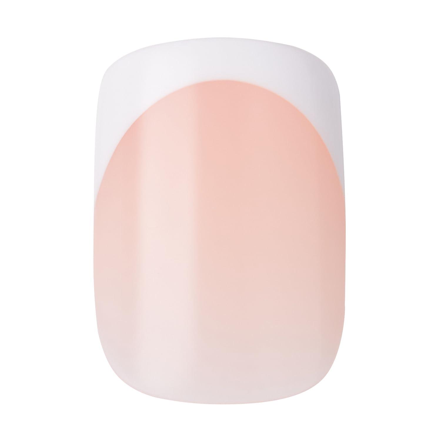 imageKISS Salon Acrylic Press On Nails Nail glue included Sugar Rush French Medium Size Square Shape Includes 28 Nails 2g Glue 1 Manicure Stick 1 Mini FileBounjour