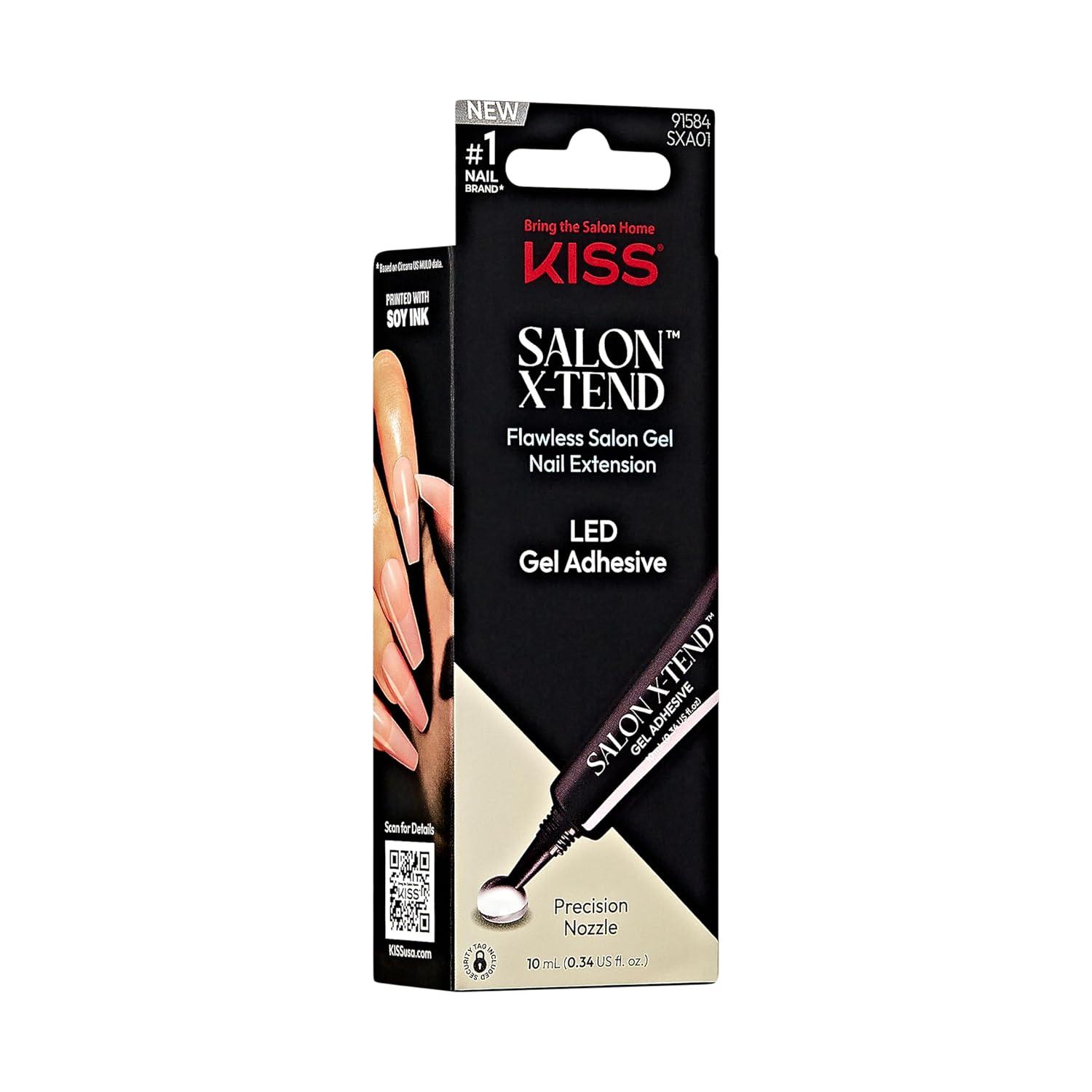 imageKISS Salon Xtend PressOn Nails Nail glue included Gel Adhesive Clear Size Shape Includes 10Ml Led Gel Adhesive