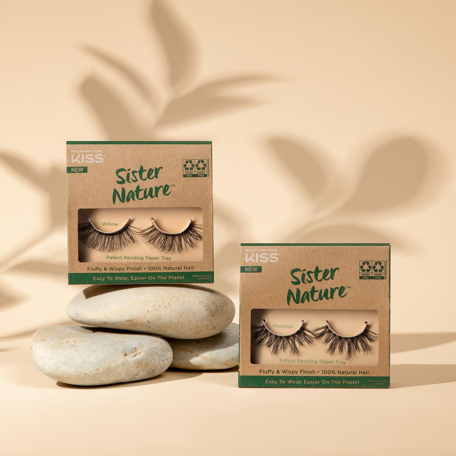 imageKISS Sister Nature False Eyelashes Sage 12 mm 100 Natural Hair Recyclable Paper Box Printed with Soy Ink Cruelty Free Vegan Includes 1 Pair of Reusable Strip LashesWillow