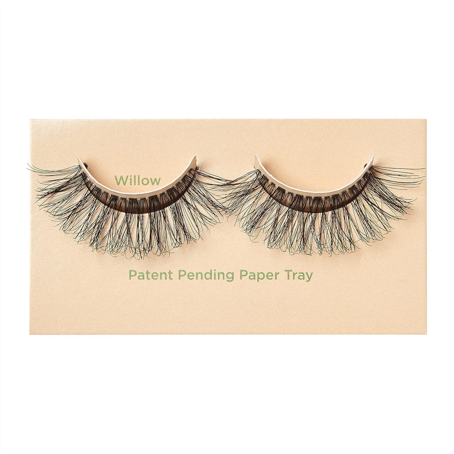 imageKISS Sister Nature False Eyelashes Sage 12 mm 100 Natural Hair Recyclable Paper Box Printed with Soy Ink Cruelty Free Vegan Includes 1 Pair of Reusable Strip LashesWillow