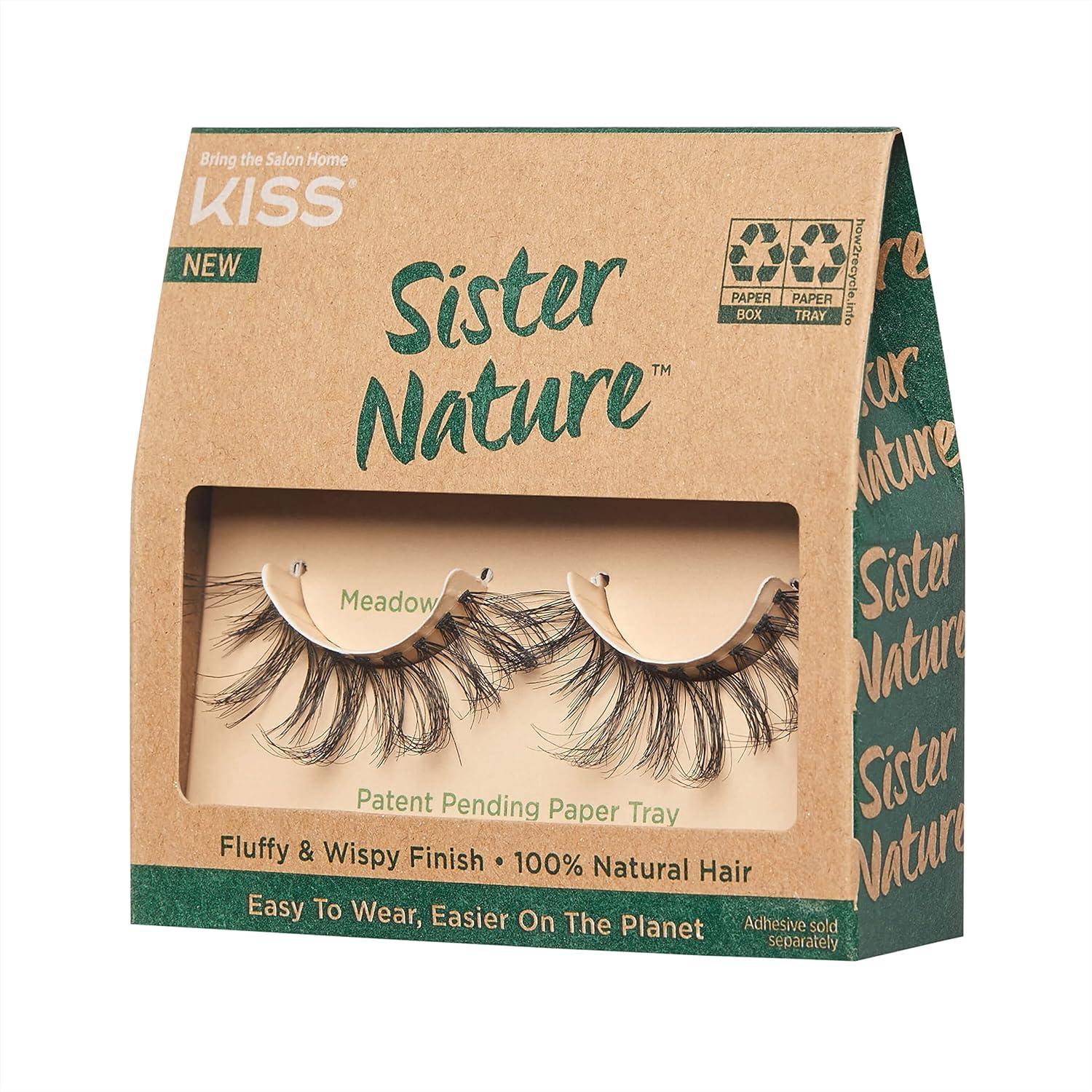 imageKISS Sister Nature False Eyelashes Sage 12 mm 100 Natural Hair Recyclable Paper Box Printed with Soy Ink Cruelty Free Vegan Includes 1 Pair of Reusable Strip LashesMeadow