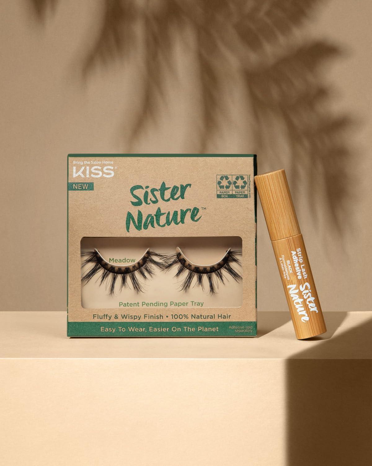 imageKISS Sister Nature False Eyelashes Sage 12 mm 100 Natural Hair Recyclable Paper Box Printed with Soy Ink Cruelty Free Vegan Includes 1 Pair of Reusable Strip LashesMeadow