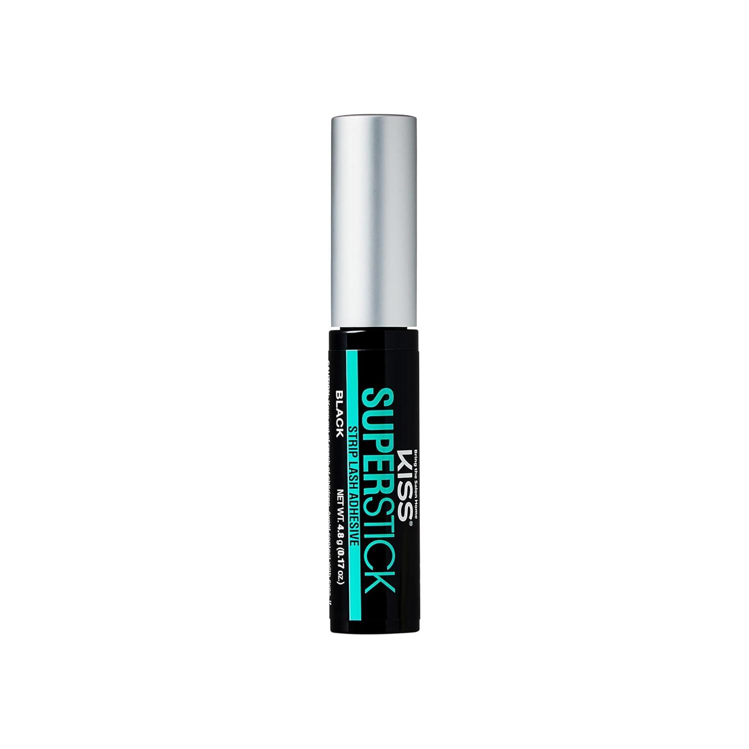 imageKISS Super Stick 5Day Extended Wear Strip Lash Adhesive Quick Drying Lash Glue Witch Hazel ampamp Cactus Extract Infused Brush Applicator Net Wt 48g 017 oz ClearBlack