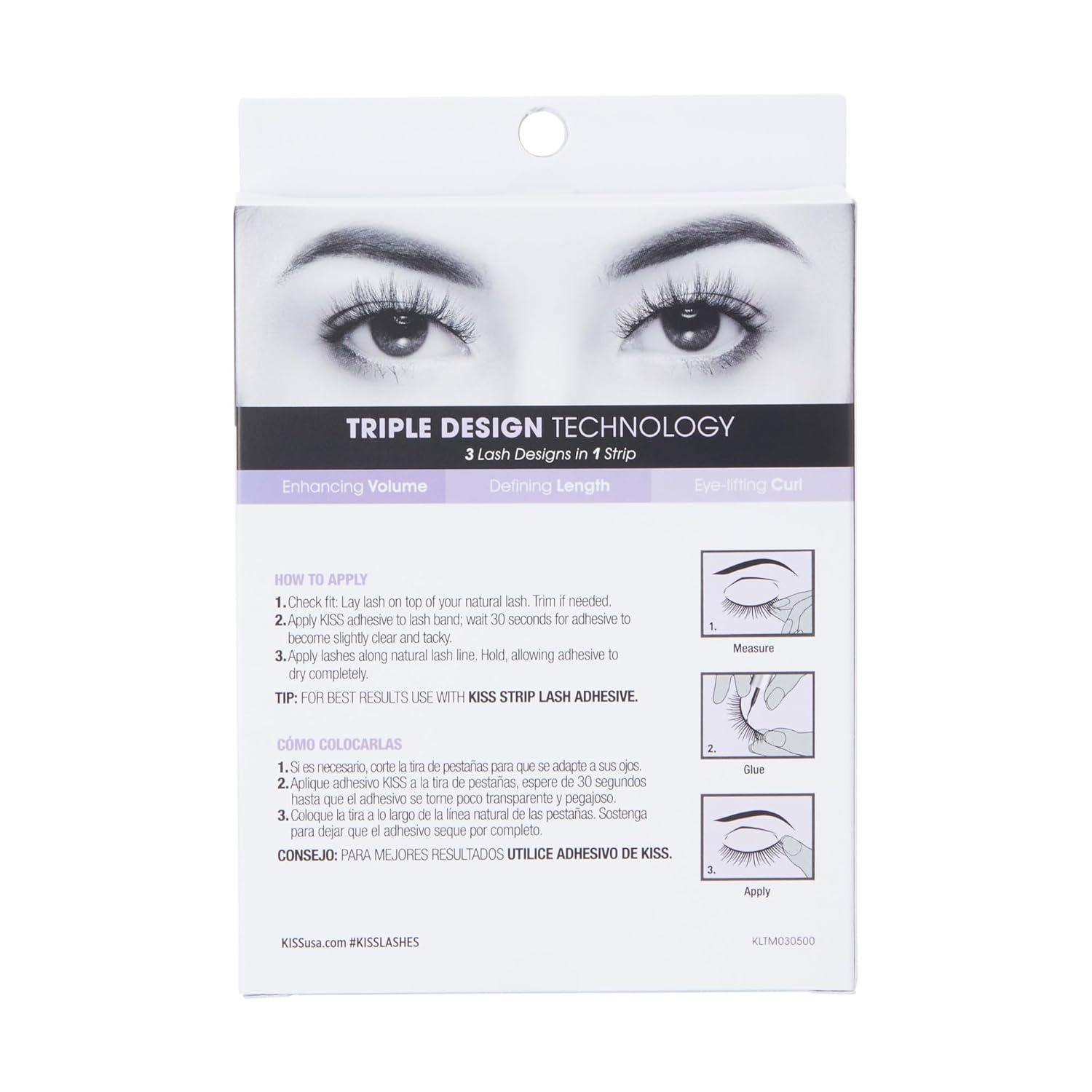 imageKISS Triple PushUp False Eyelashes Robe 12mm Includes 4 Pairs Of Lashes Easy to Apply Reusable Lash ClustersBabydoll