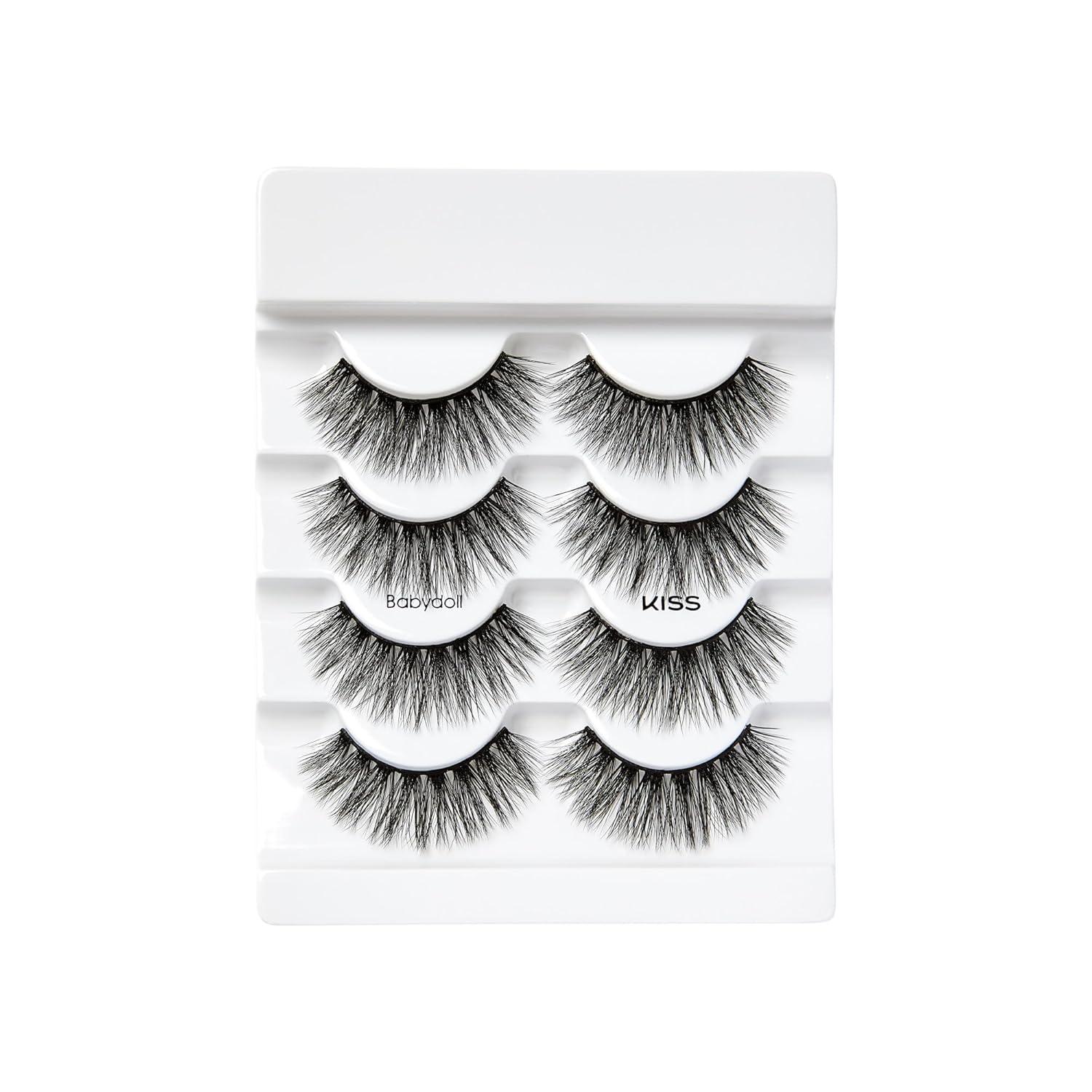 imageKISS Triple PushUp False Eyelashes Robe 12mm Includes 4 Pairs Of Lashes Easy to Apply Reusable Lash ClustersBabydoll