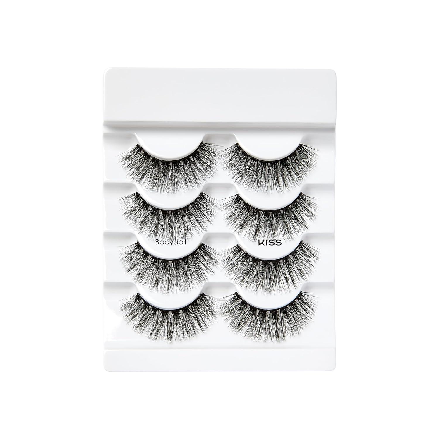 imageKISS Triple PushUp False Eyelashes Robe 12mm Includes 4 Pairs Of Lashes Easy to Apply Reusable Lash ClustersBabydoll