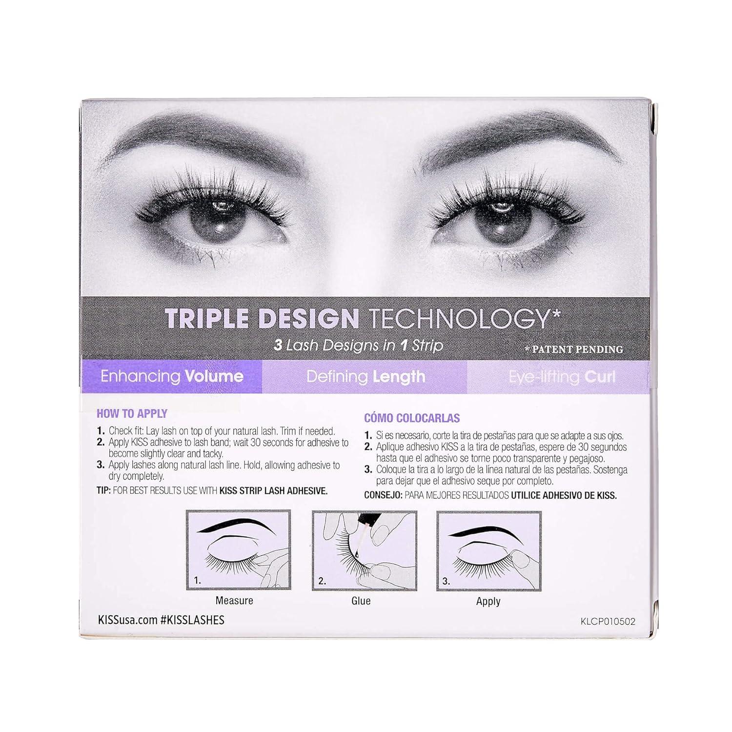 imageKISS Triple PushUp False Eyelashes Robe 12mm Includes 4 Pairs Of Lashes Easy to Apply Reusable Lash ClustersCorset