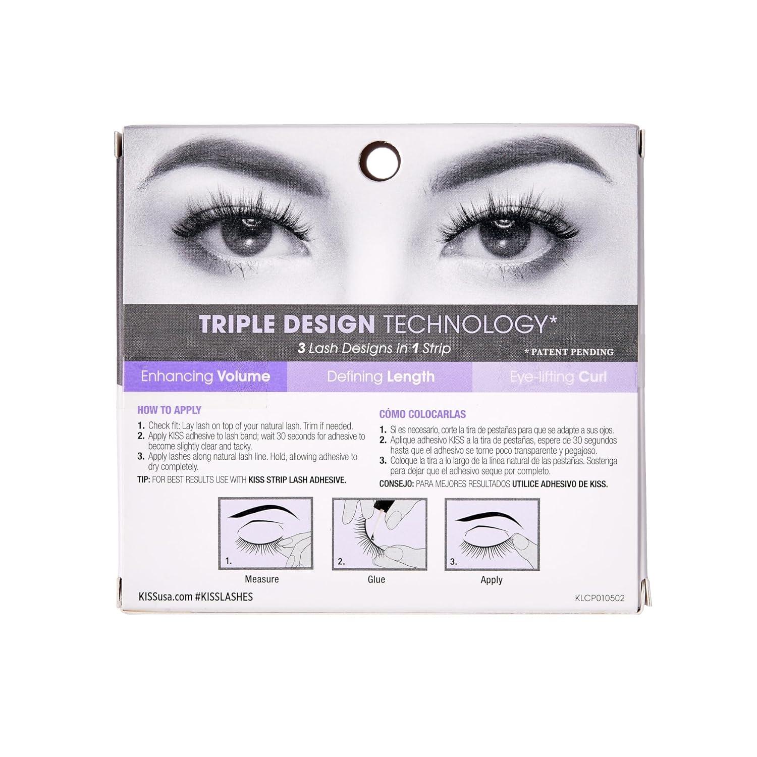 imageKISS Triple PushUp False Eyelashes Robe 12mm Includes 4 Pairs Of Lashes Easy to Apply Reusable Lash ClustersCorset