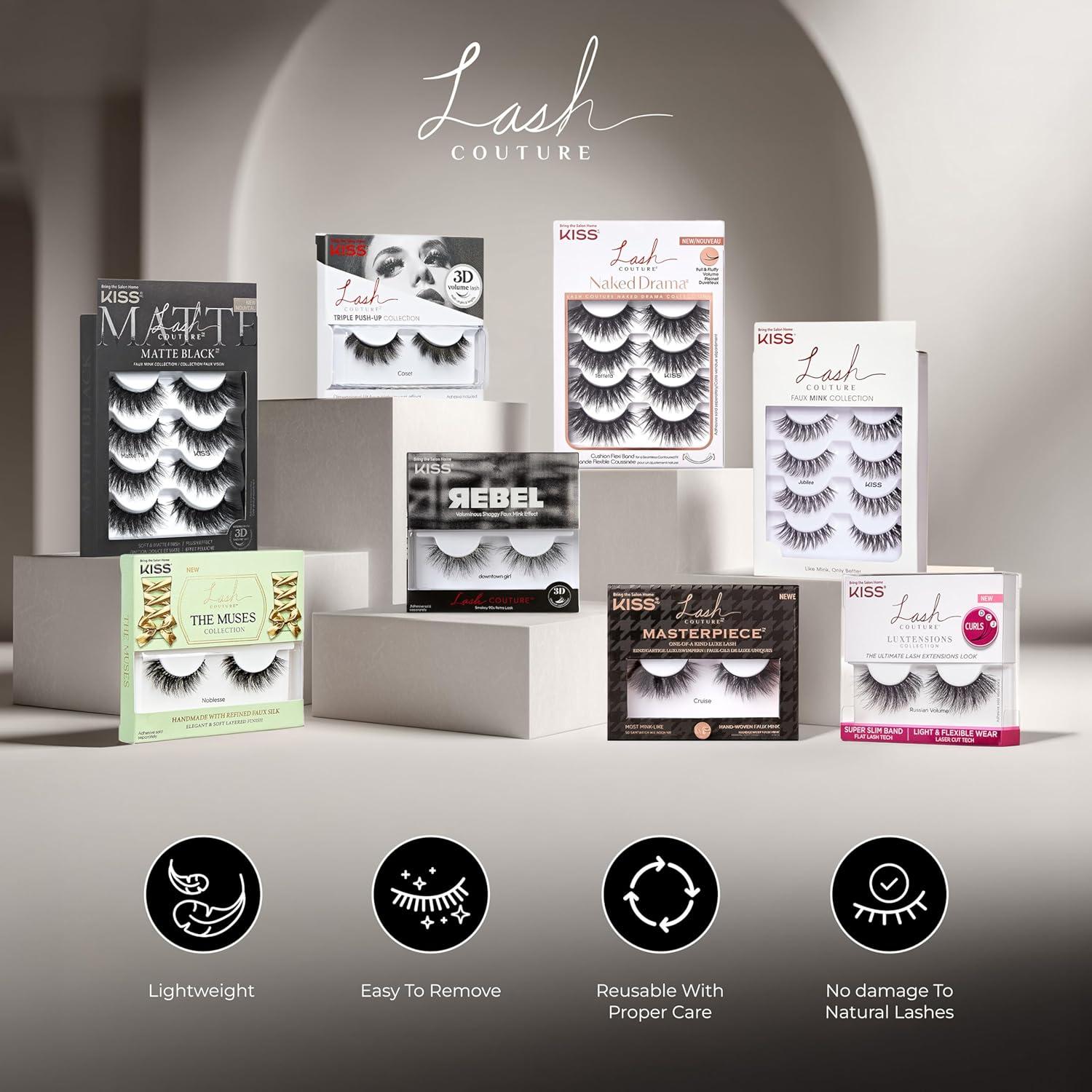 imageKISS Triple PushUp False Eyelashes Robe 12mm Includes 4 Pairs Of Lashes Easy to Apply Reusable Lash ClustersRobe