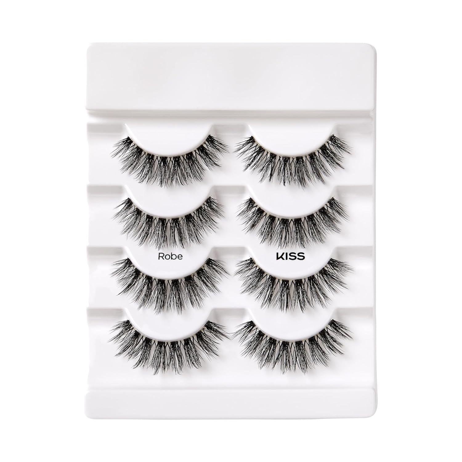 imageKISS Triple PushUp False Eyelashes Robe 12mm Includes 4 Pairs Of Lashes Easy to Apply Reusable Lash ClustersRobe