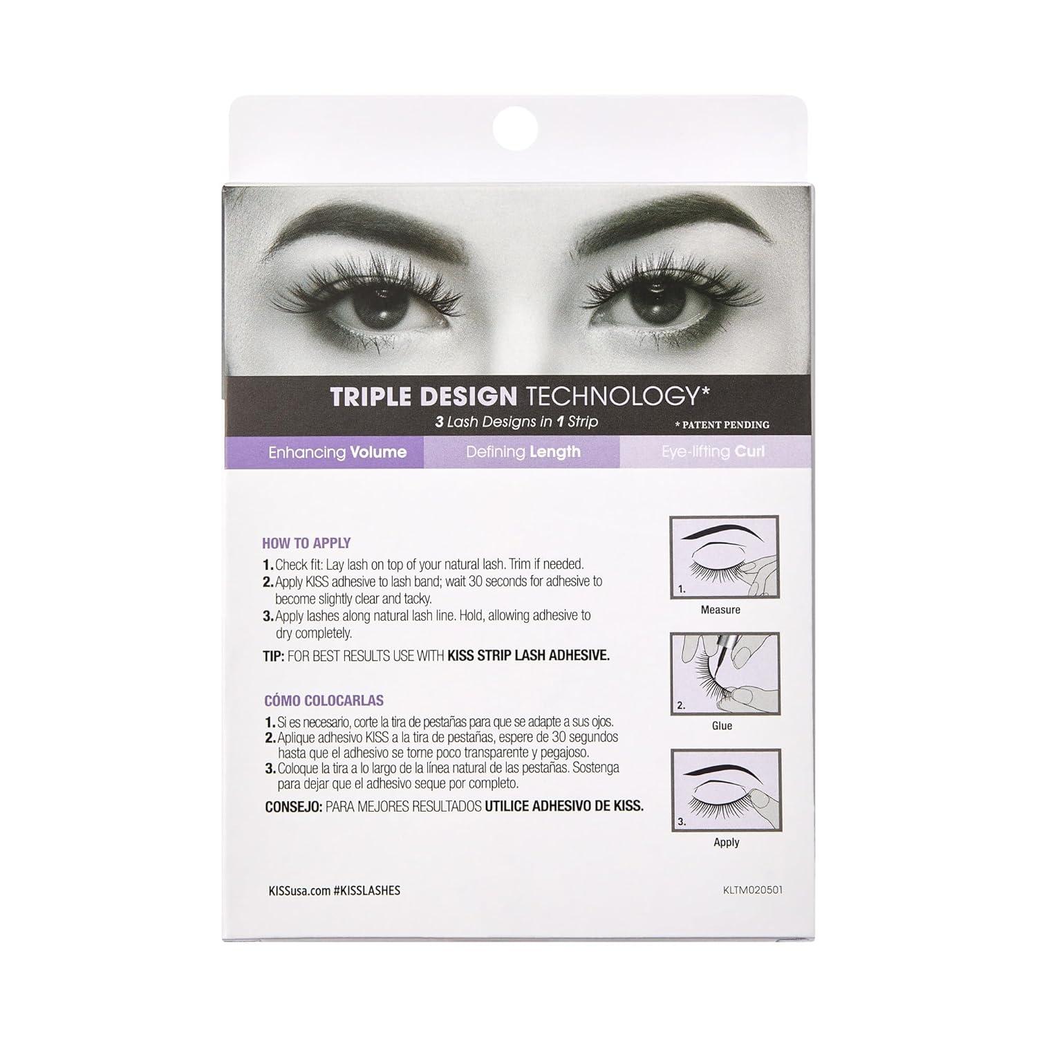 imageKISS Triple PushUp False Eyelashes Robe 12mm Includes 4 Pairs Of Lashes Easy to Apply Reusable Lash ClustersRobe