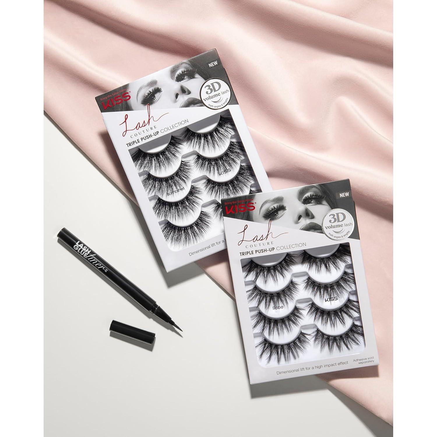 imageKISS Triple PushUp False Eyelashes Robe 12mm Includes 4 Pairs Of Lashes Easy to Apply Reusable Lash ClustersRobe