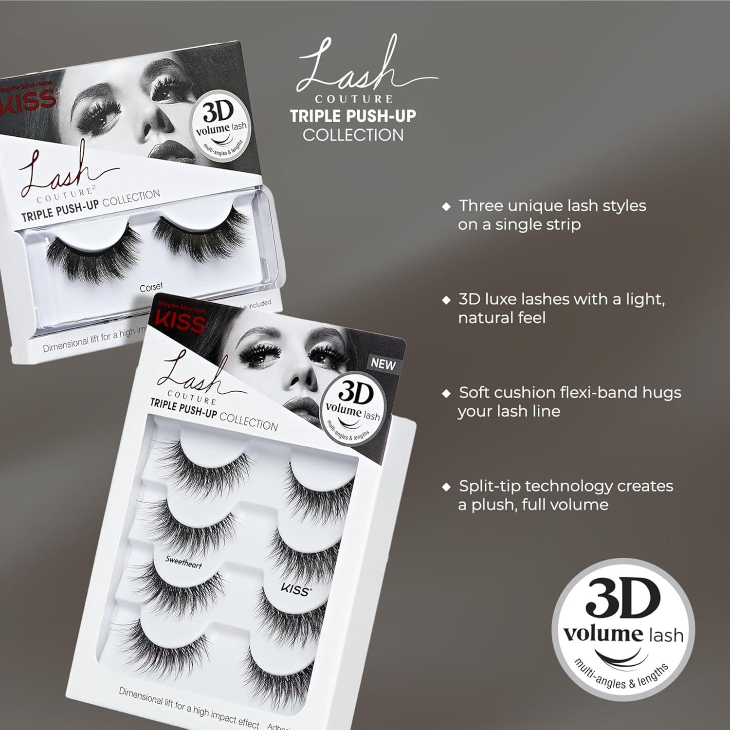 imageKISS Triple PushUp False Eyelashes Robe 12mm Includes 4 Pairs Of Lashes Easy to Apply Reusable Lash ClustersRobe