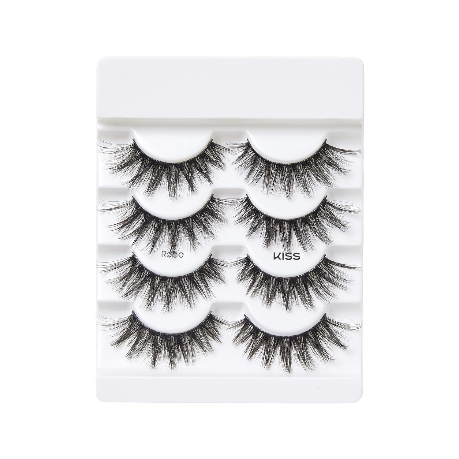 imageKISS Triple PushUp False Eyelashes Robe 12mm Includes 4 Pairs Of Lashes Easy to Apply Reusable Lash ClustersRobe