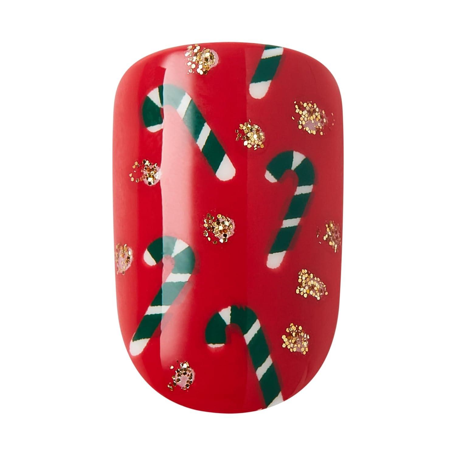 imageKISS Voguish Fantasy Holiday Press On Nails Merry Magic Navy Medium Oval No Damage To Natural Nails Pink Gel Nail Glue 2g Mini Nail File Manicure Stick ampamp 28 Fake NailsSnow Pops
