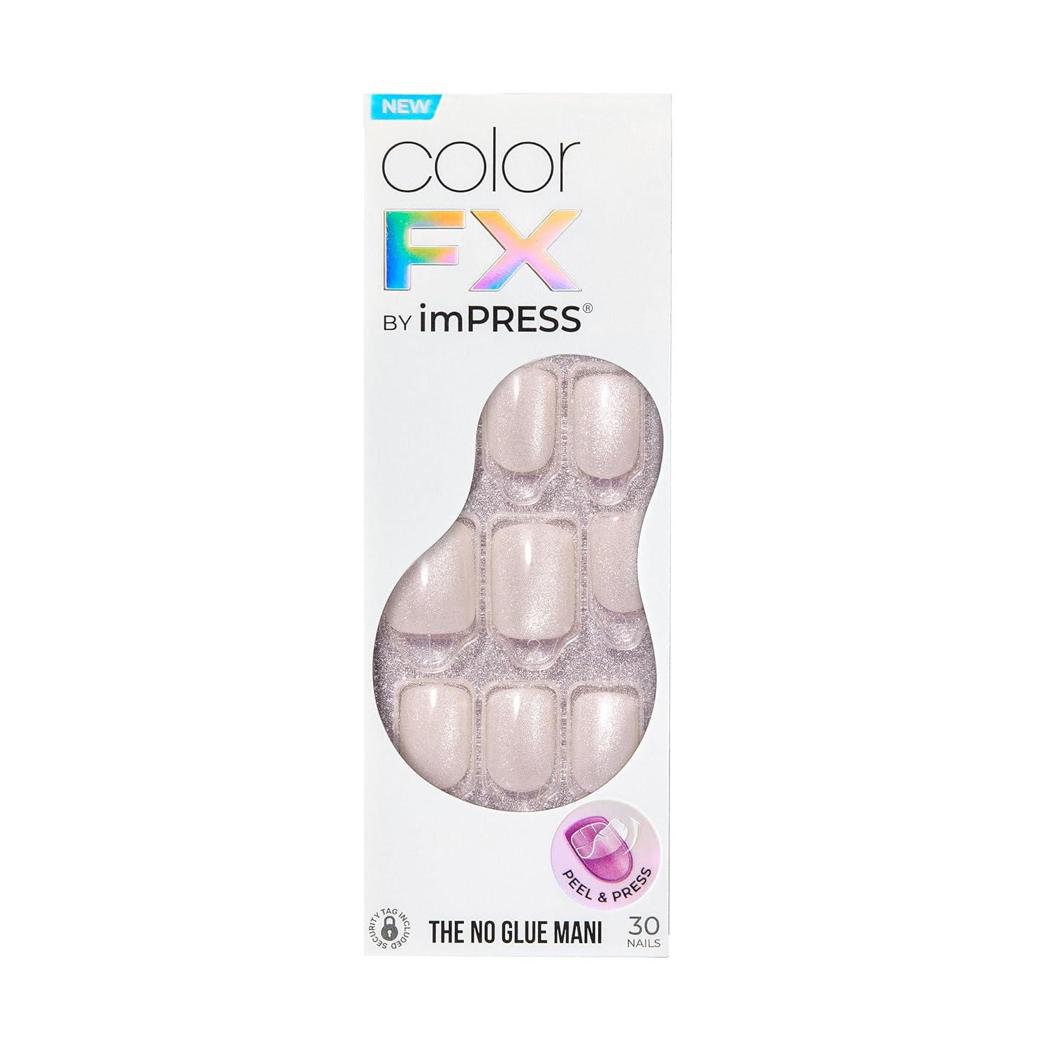 imageKISS colorFX by imPRESS Press On Nails Rebel Solid White Short Squoval IMPROVED adhesive Up to 10Day Hold Nail Kit Includes 30 Fake Nails Prep Pad Manicure Stick Mini Nail File33 Count Pack of 1