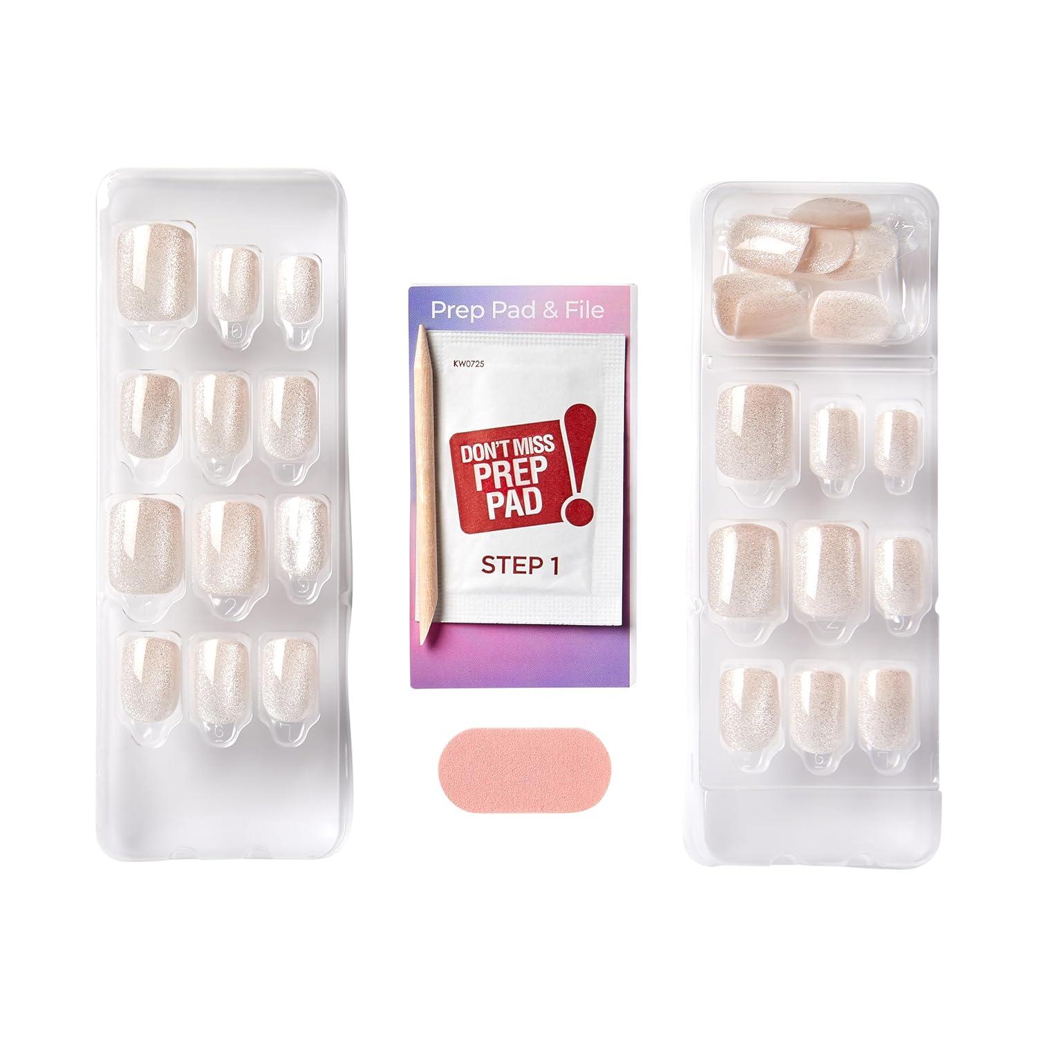 imageKISS colorFX by imPRESS Press On Nails Rebel Solid White Short Squoval IMPROVED adhesive Up to 10Day Hold Nail Kit Includes 30 Fake Nails Prep Pad Manicure Stick Mini Nail File33 Count Pack of 1