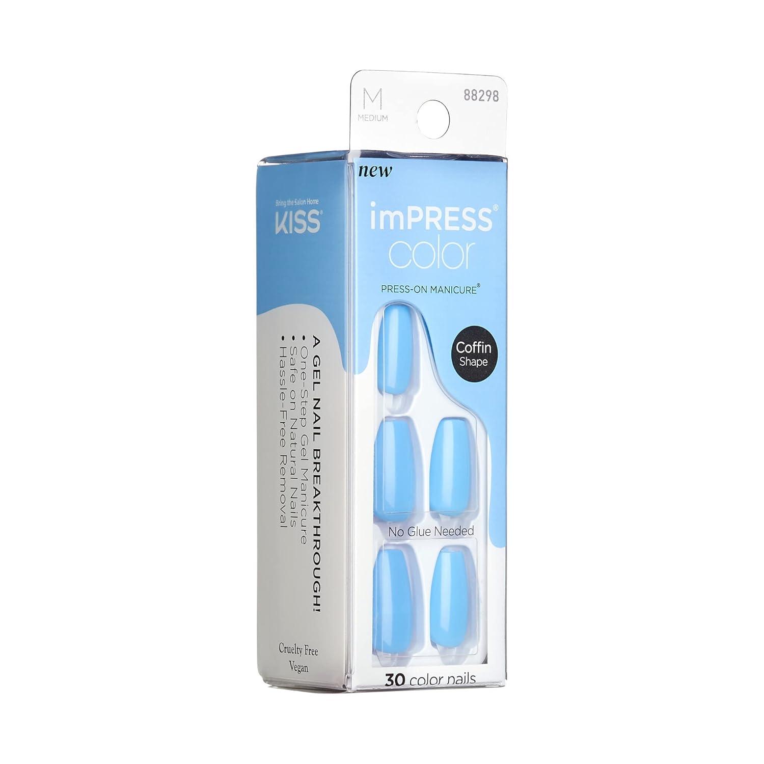 imageKISS imPRESS Color PressOn Manicure Fake Nails All Black Short ampamp Square Solid Black Ready To Wear Chip Proof Smudge Proof No Dry Time Mini File ampamp More 30 CountSerene