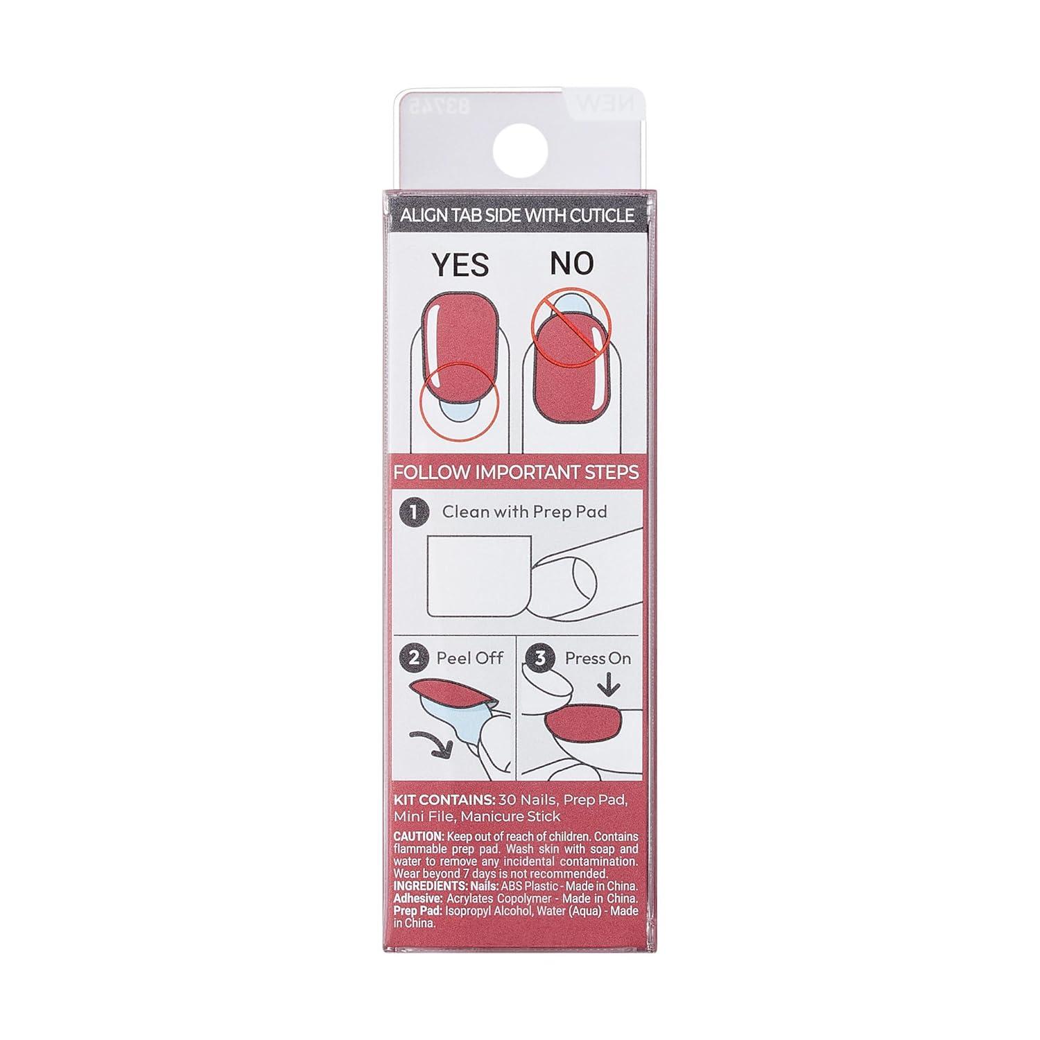 imageKISS imPRESS Color PressOn Manicure Gel Nail Kit PureFit Technology Short Length Peanut Pink PolishFree Solid Color Mani Includes Prep Pad Mini File Cuticle Stick and 30 Fake Nails