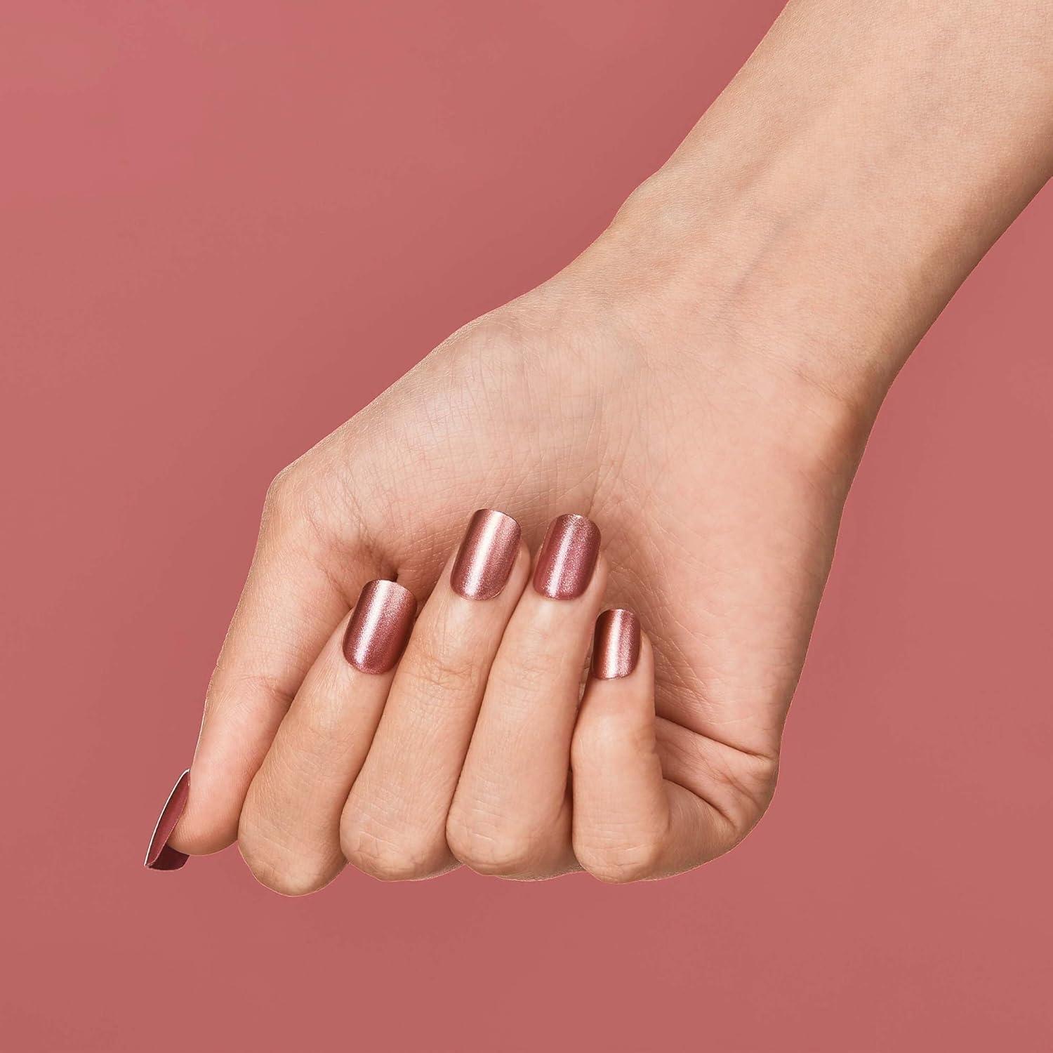imageKISS imPRESS Color PressOn Manicure Gel Nail Kit PureFit Technology Short Length Peanut Pink PolishFree Solid Color Mani Includes Prep Pad Mini File Cuticle Stick and 30 Fake Nails