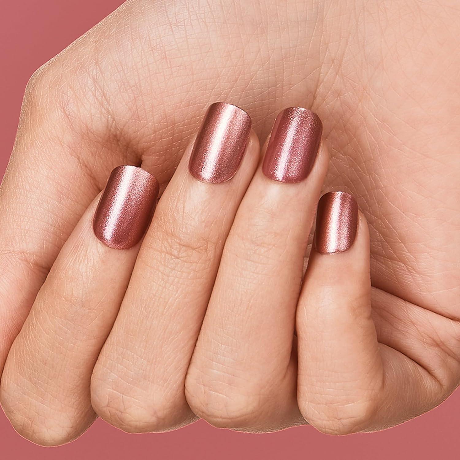 imageKISS imPRESS Color PressOn Manicure Gel Nail Kit PureFit Technology Short Length Peanut Pink PolishFree Solid Color Mani Includes Prep Pad Mini File Cuticle Stick and 30 Fake Nails