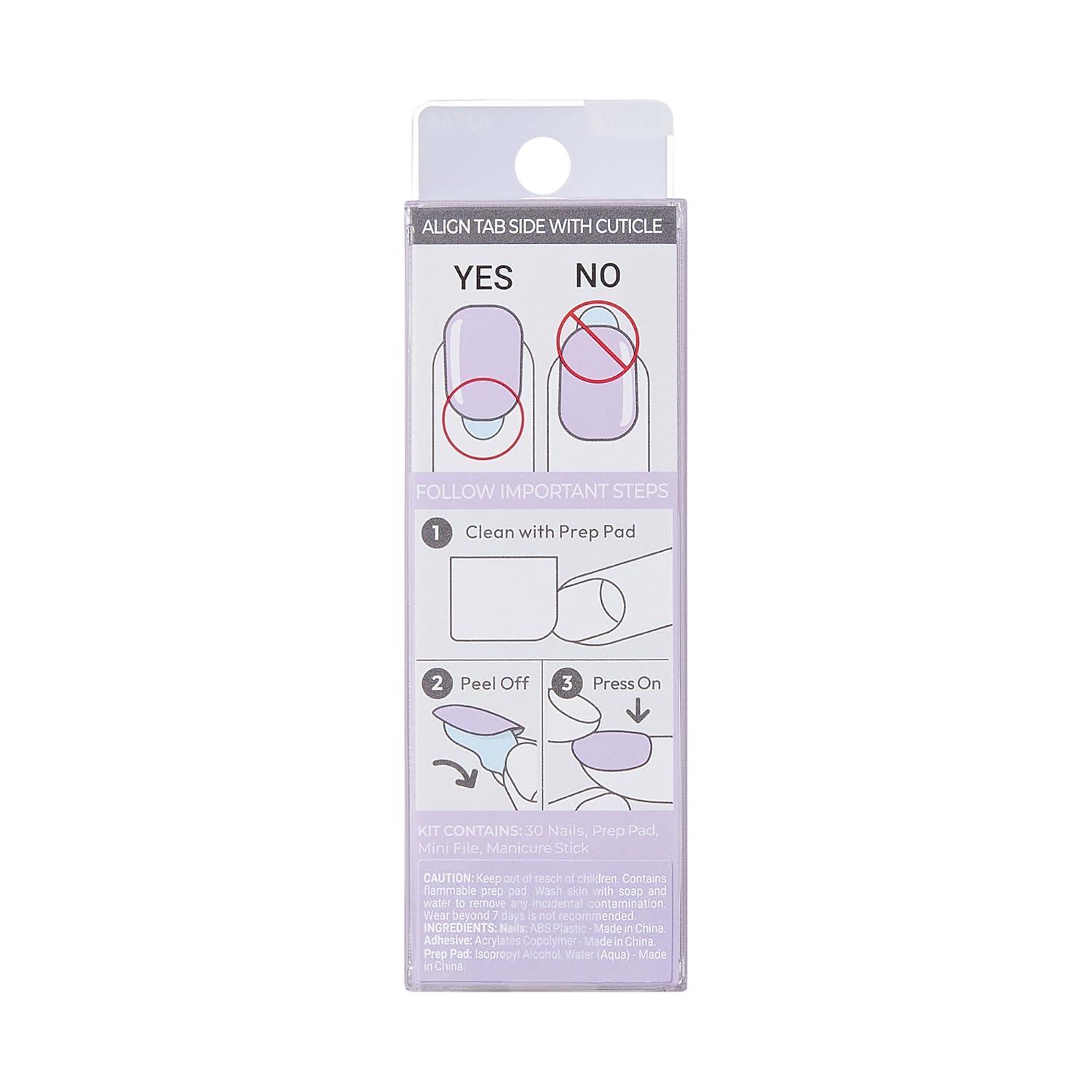 imageKISS imPRESS Color PressOn Manicure Gel Nail Kit PureFit Technology Short Length Picture Purplect PolishFree Solid Color Mani Includes Prep Pad Mini File Cuticle Stick and 30 Fake Nails
